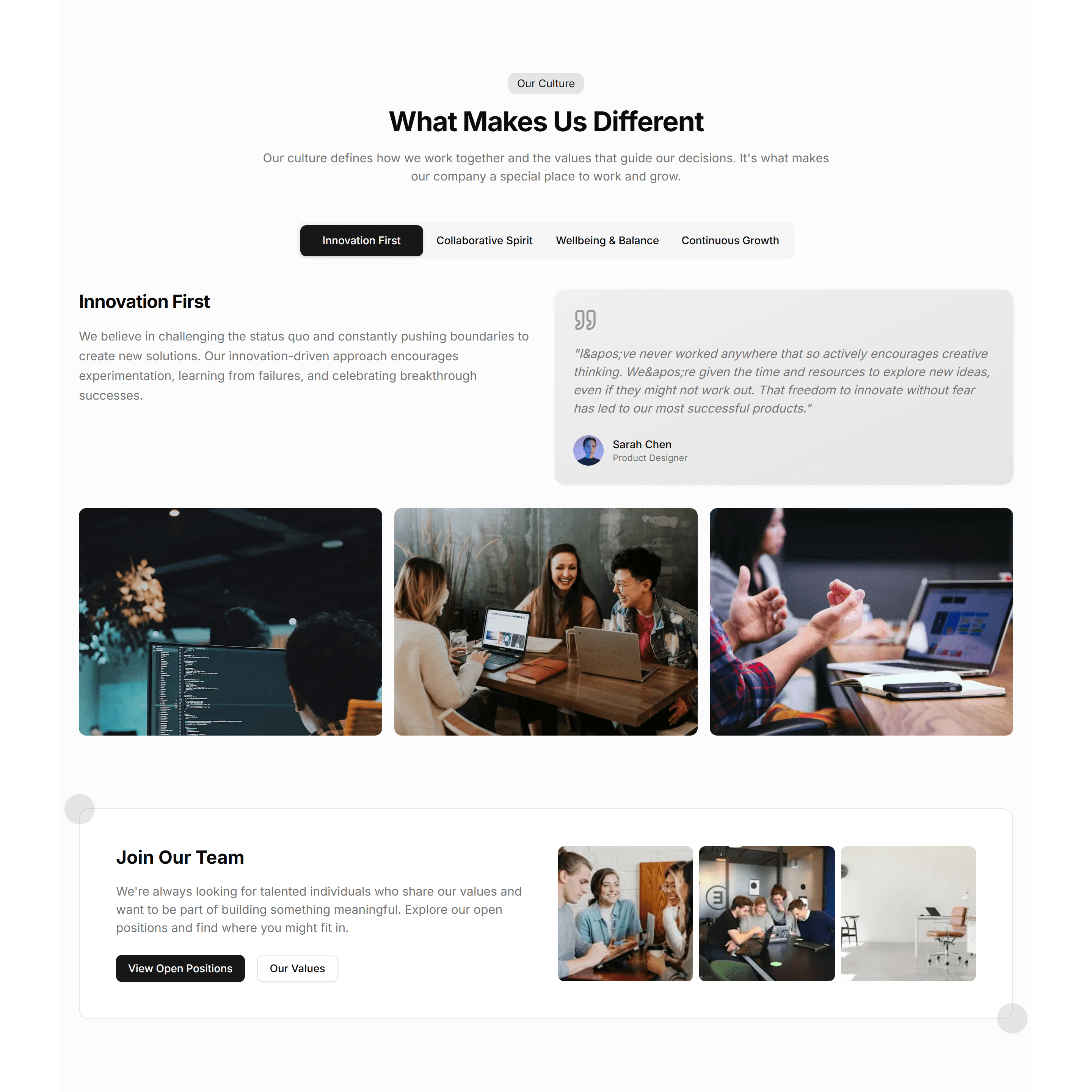 Marketing (Legacy) About Section: Company Culture