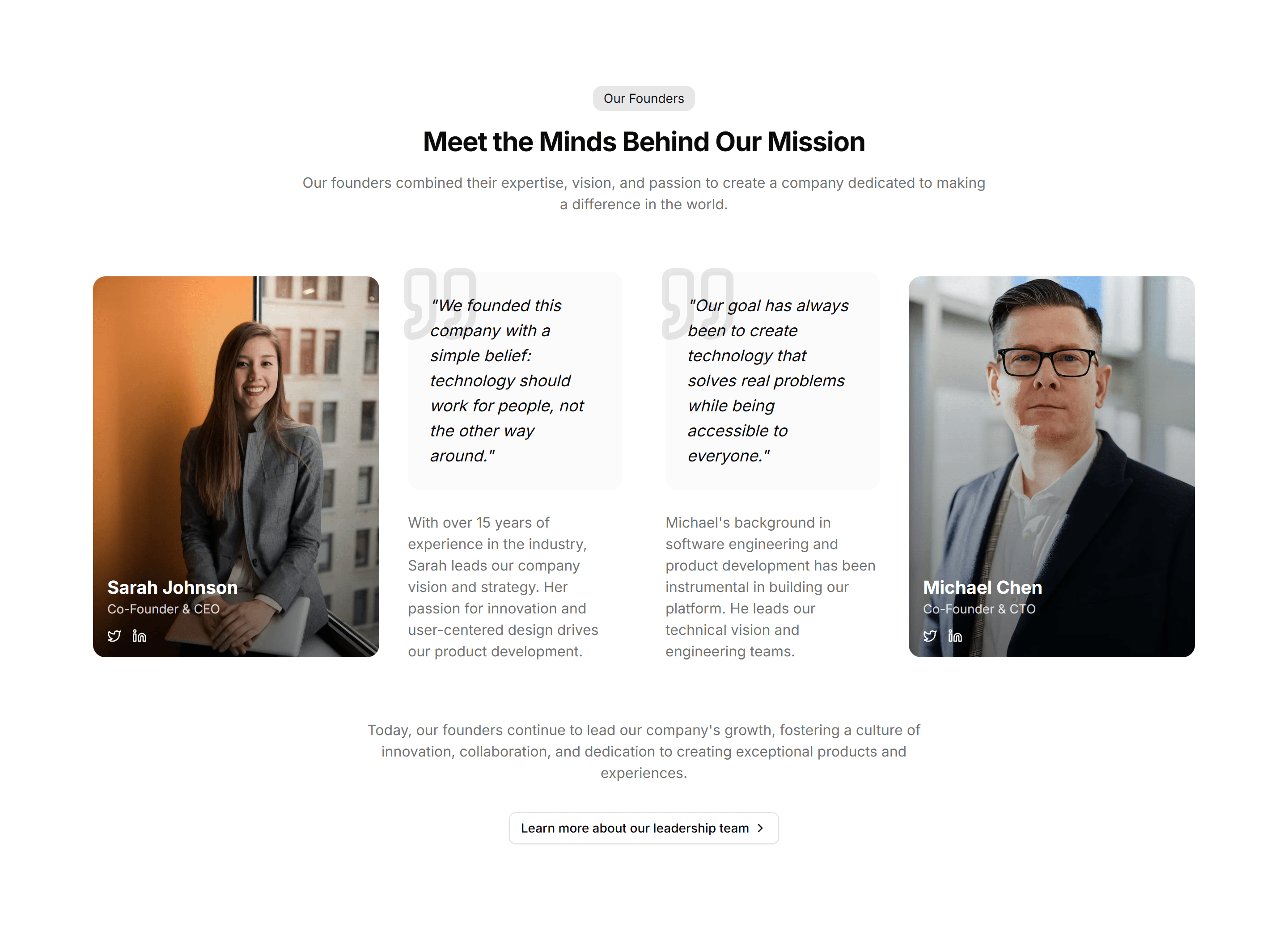 Marketing (Legacy) About Section: Founders