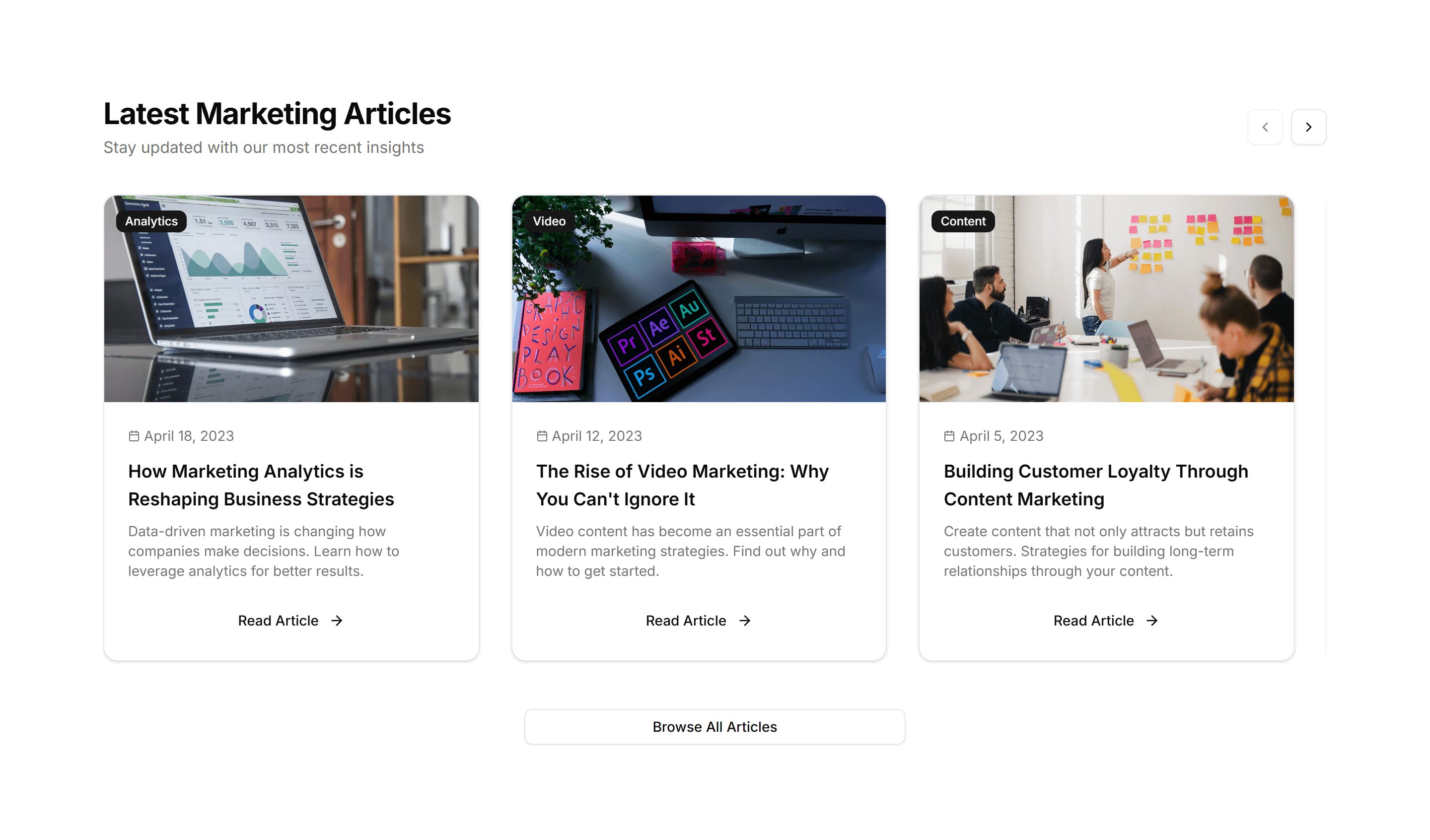 Marketing (Legacy) Blog Section: Carousel