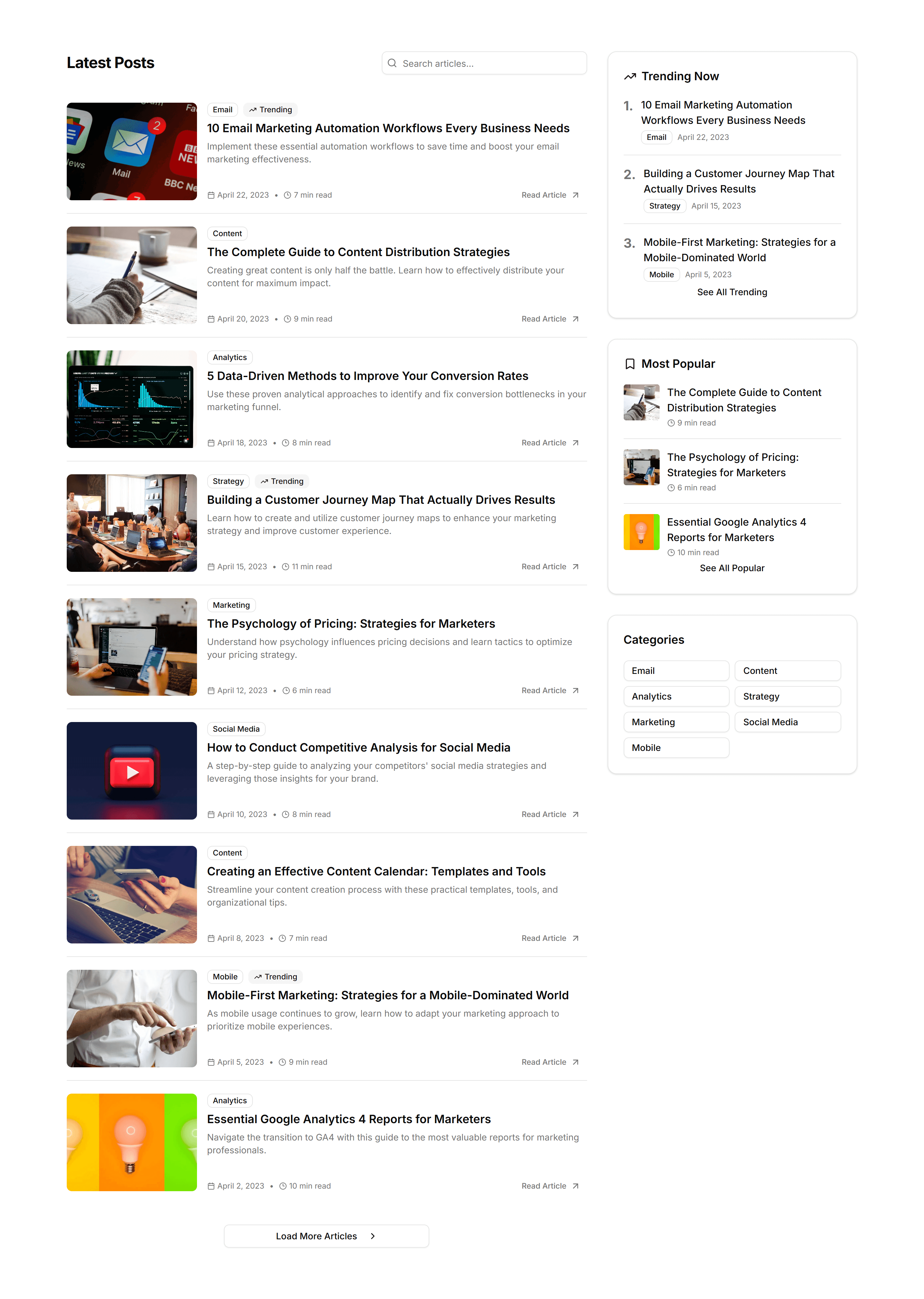 Marketing (Legacy) Blog Section: Compact List