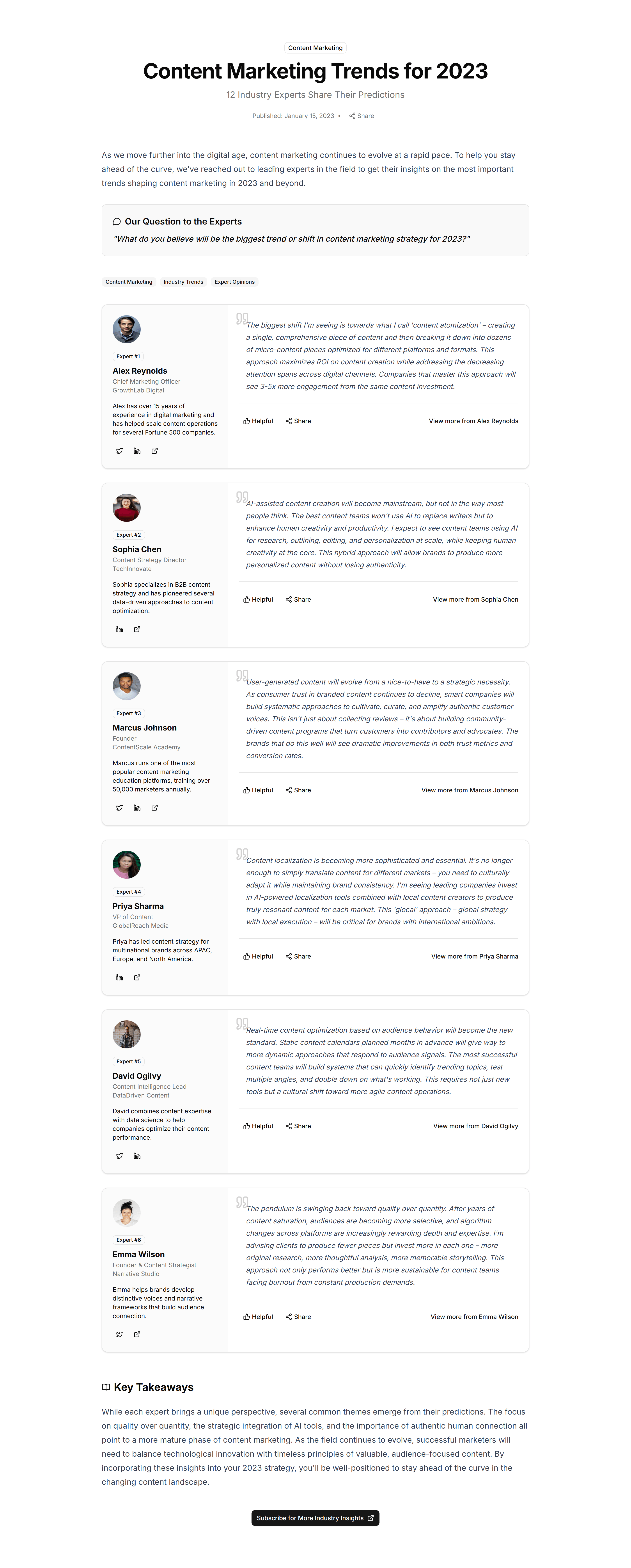Marketing (Legacy) Blog Section: Expert Roundup