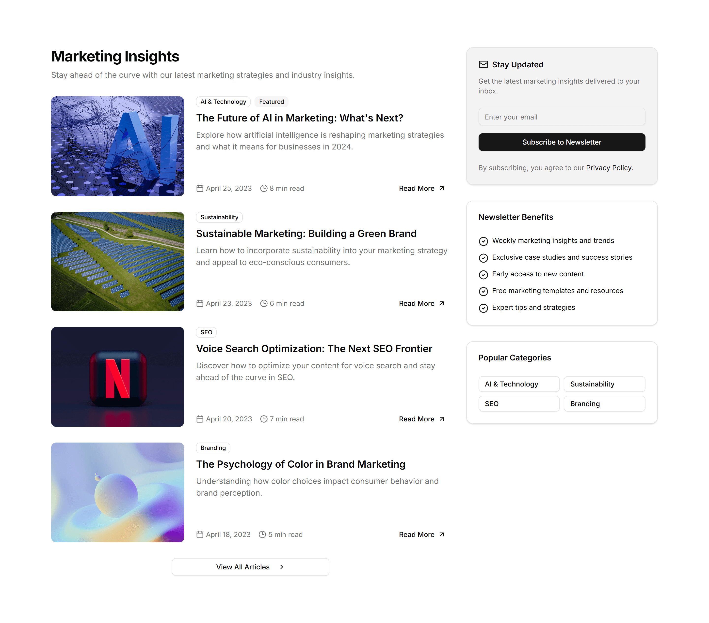 Marketing (Legacy) Blog Section: Newsletter Blog