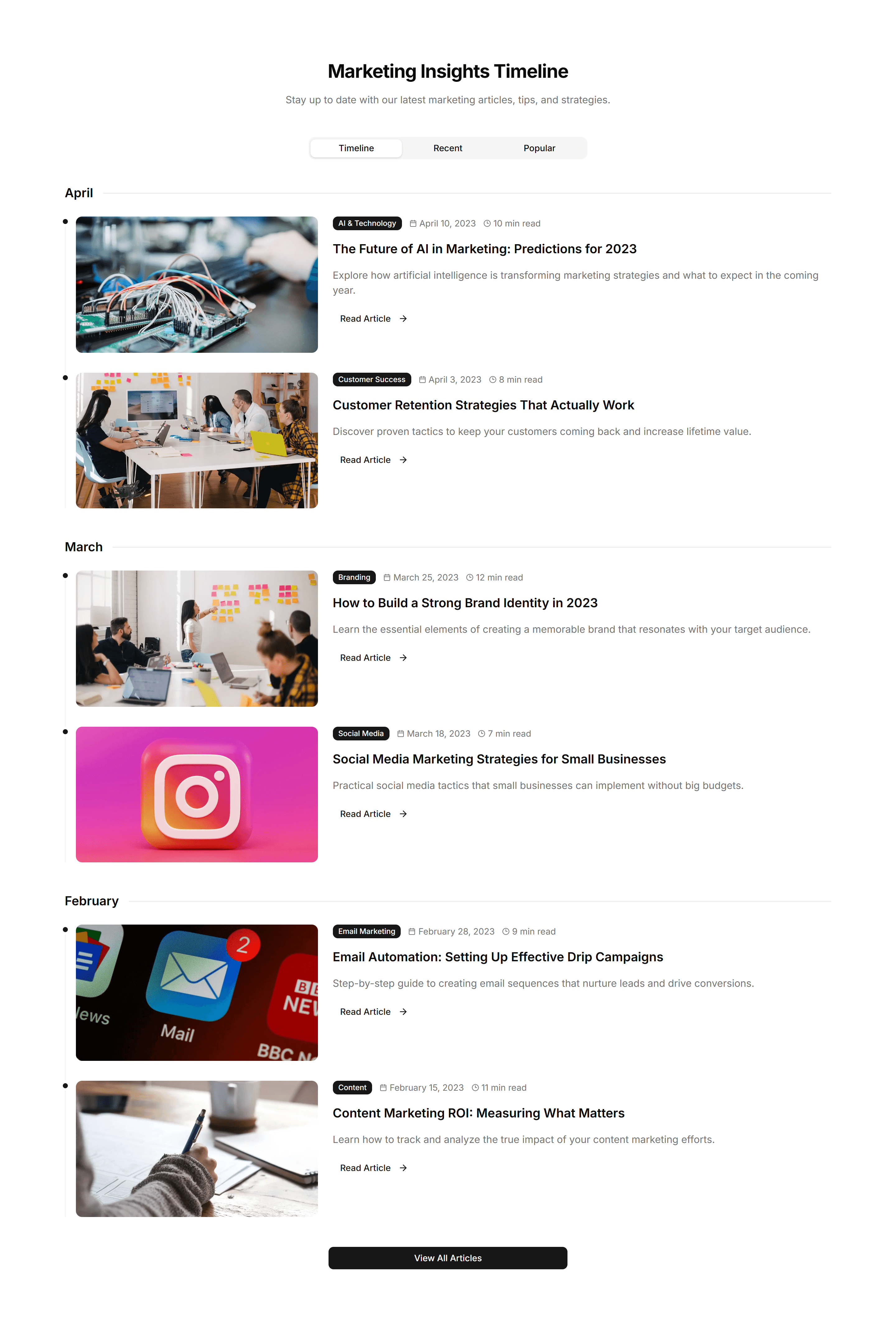 Marketing (Legacy) Blog Section: Timeline Blog