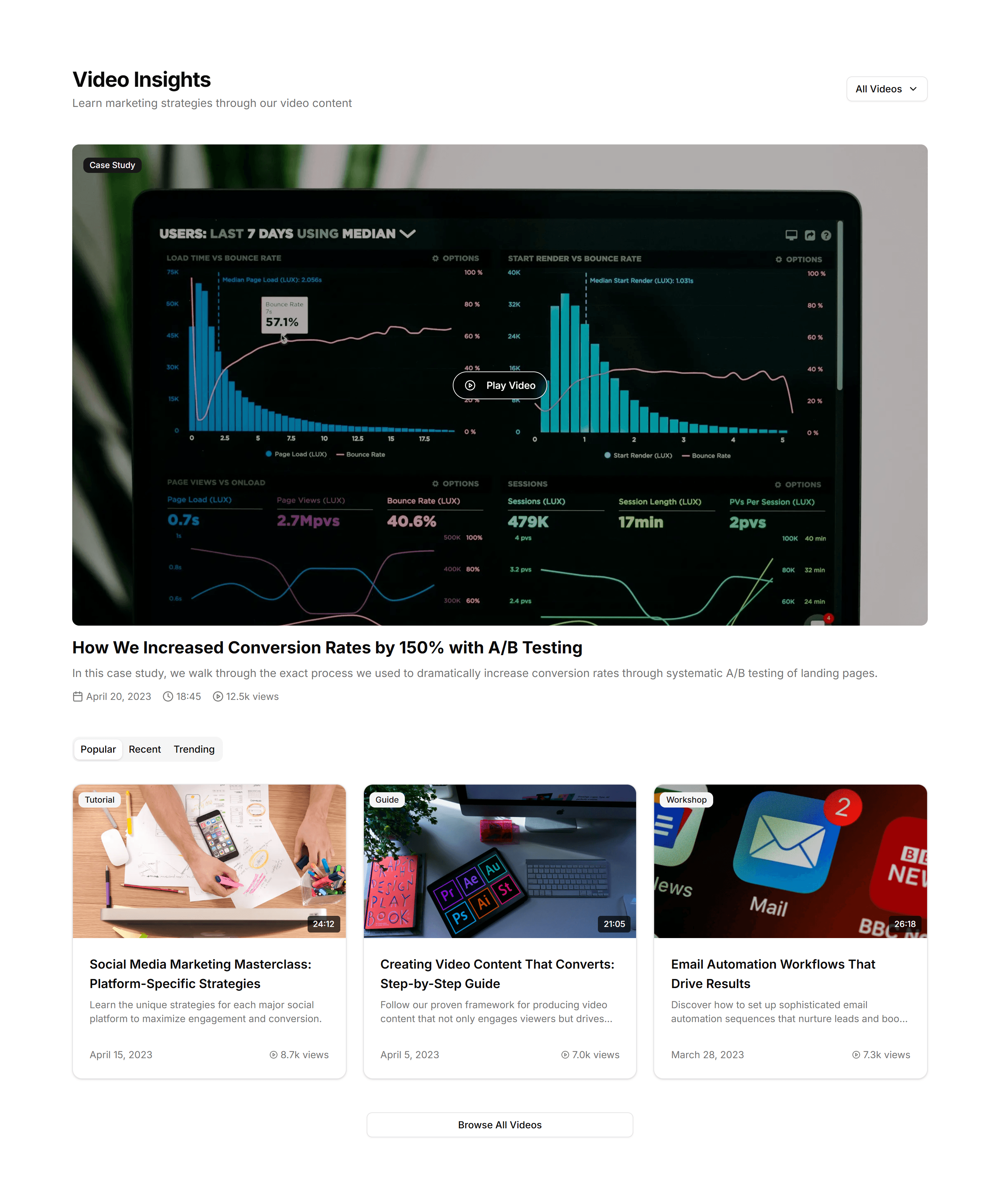 Marketing (Legacy) Blog Section: Video Blog