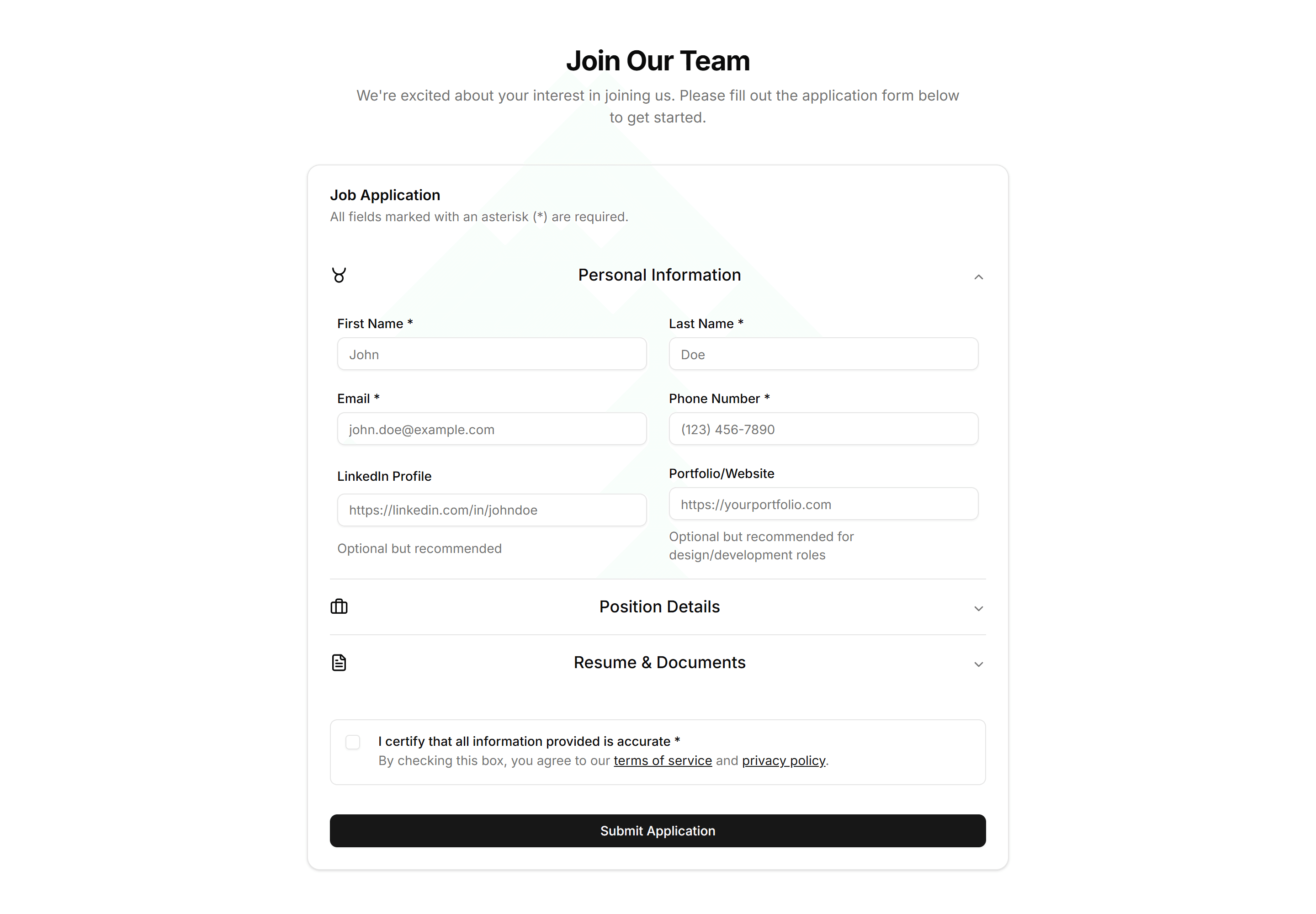 Marketing (Legacy) Career: Application Form