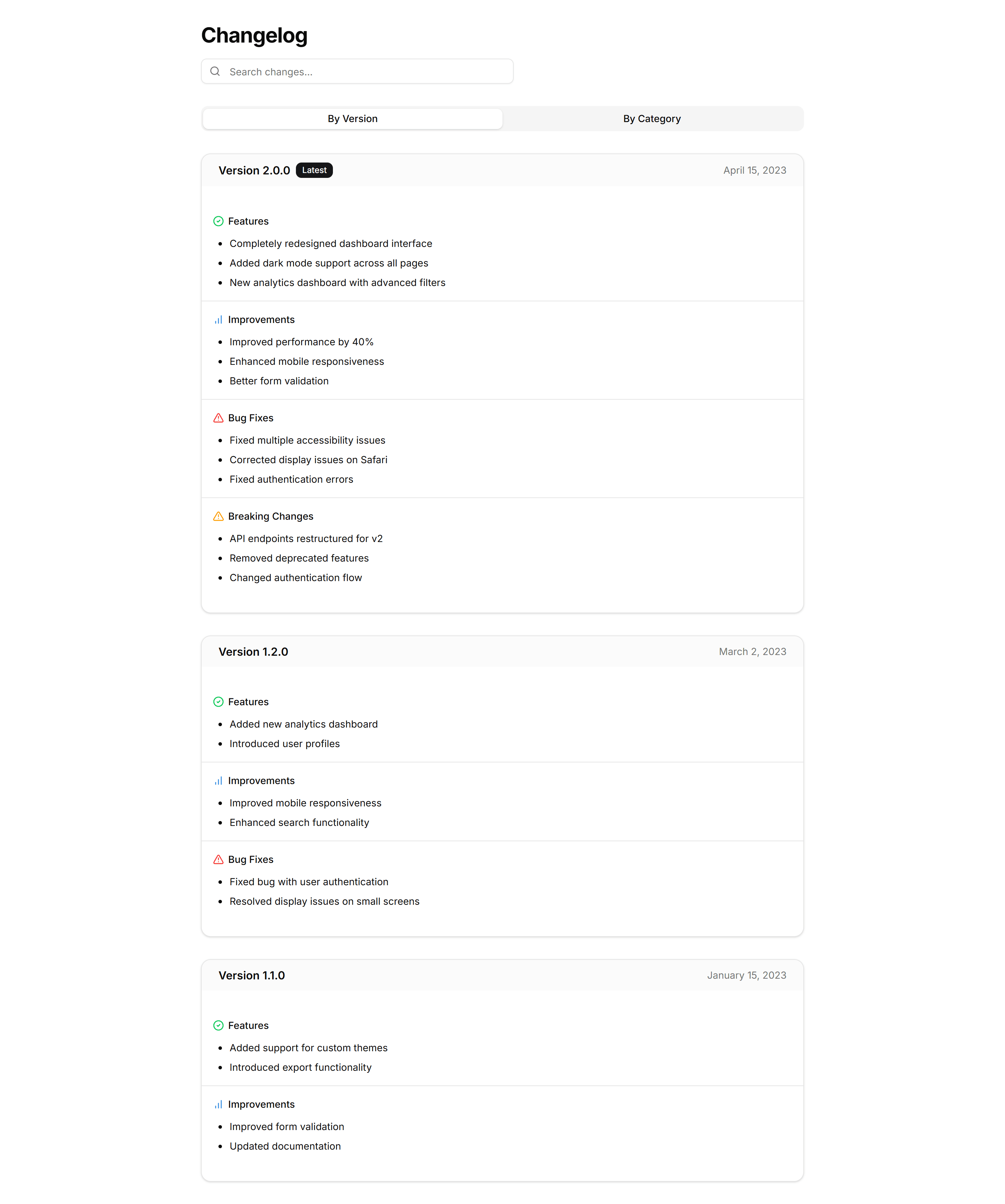 Marketing (Legacy) Changelog: Interactive Changelog