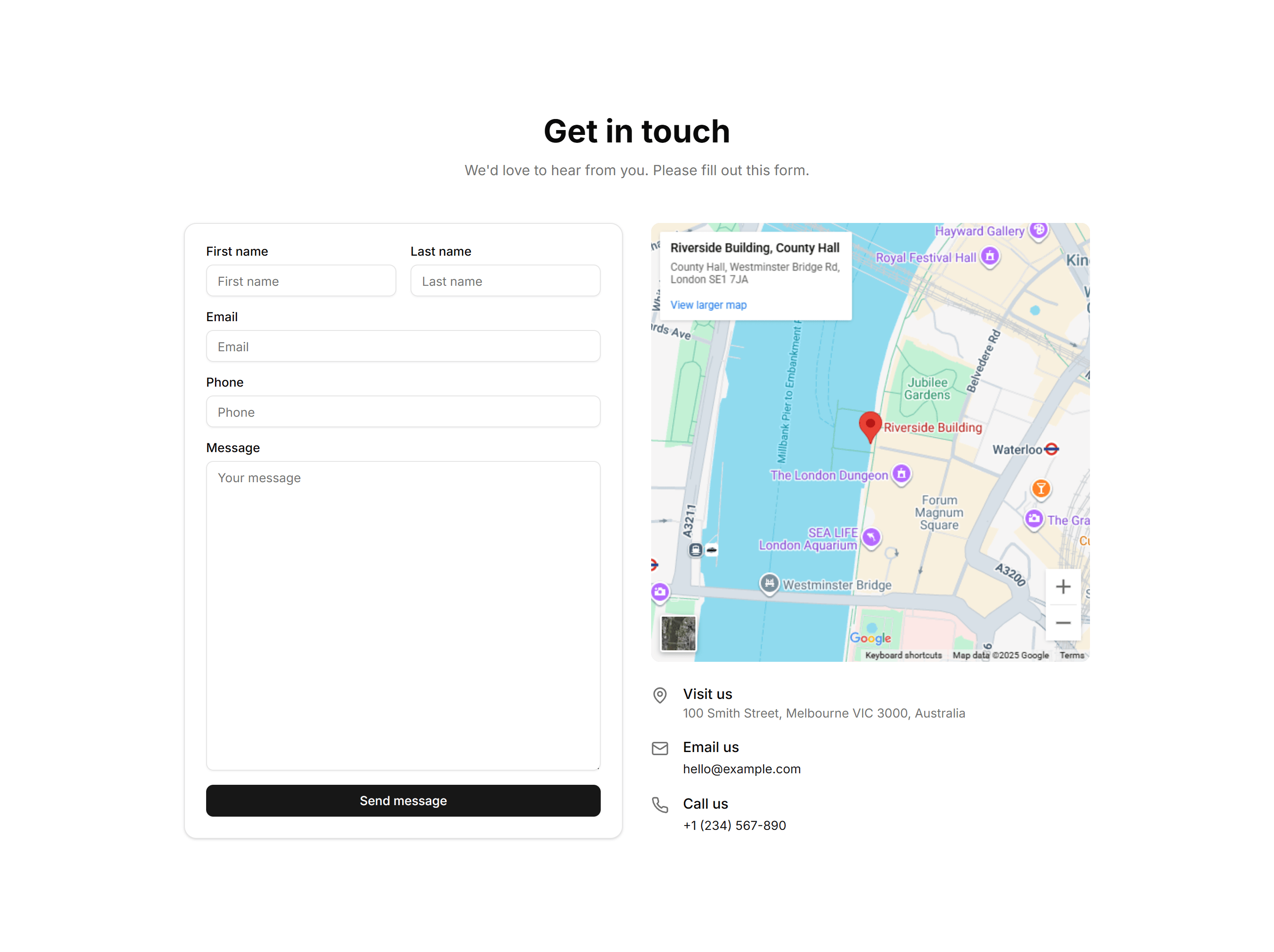 Marketing (Legacy) Contact Section: With Map