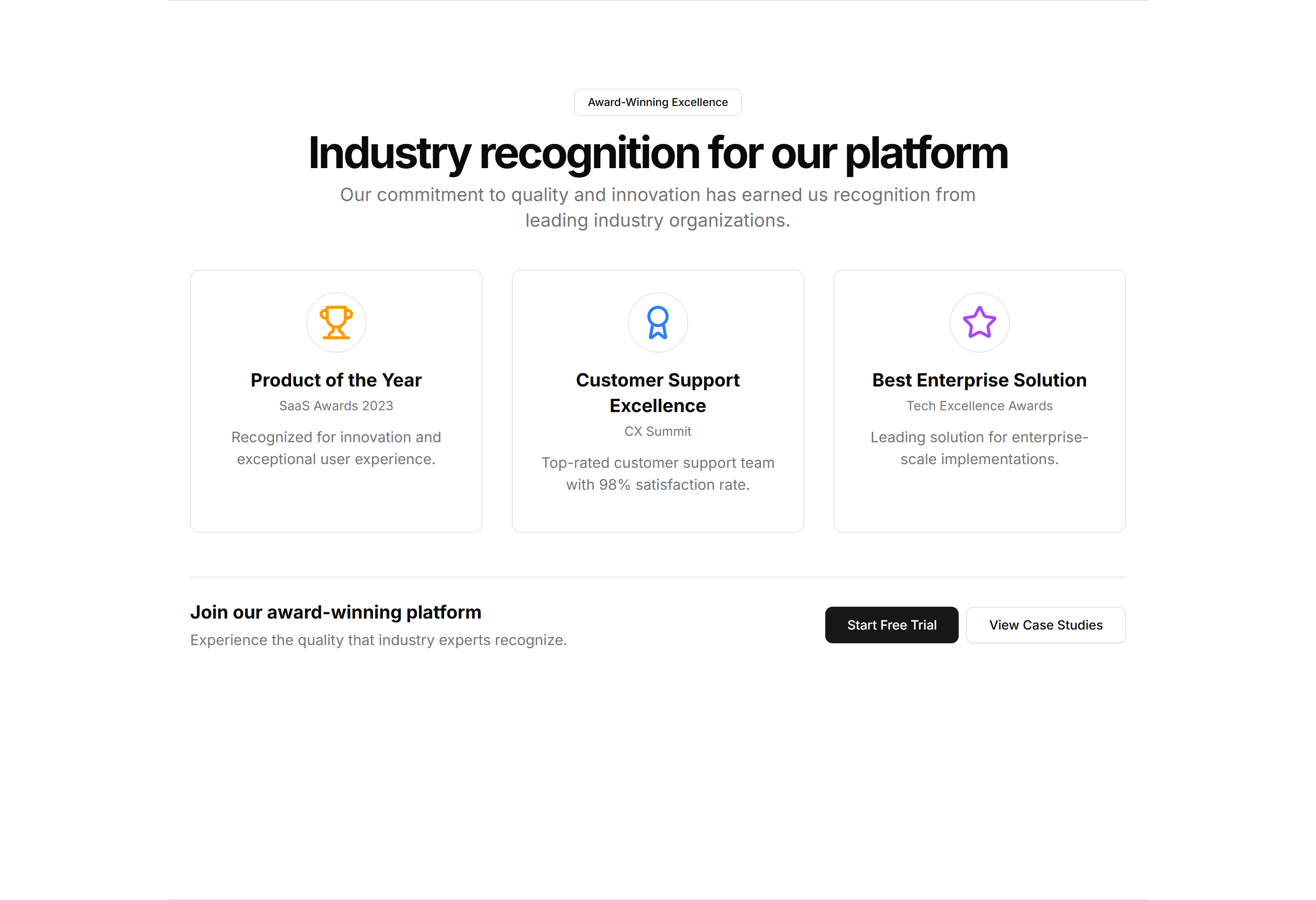 Marketing (Legacy) CTA Section: Awards CTA
