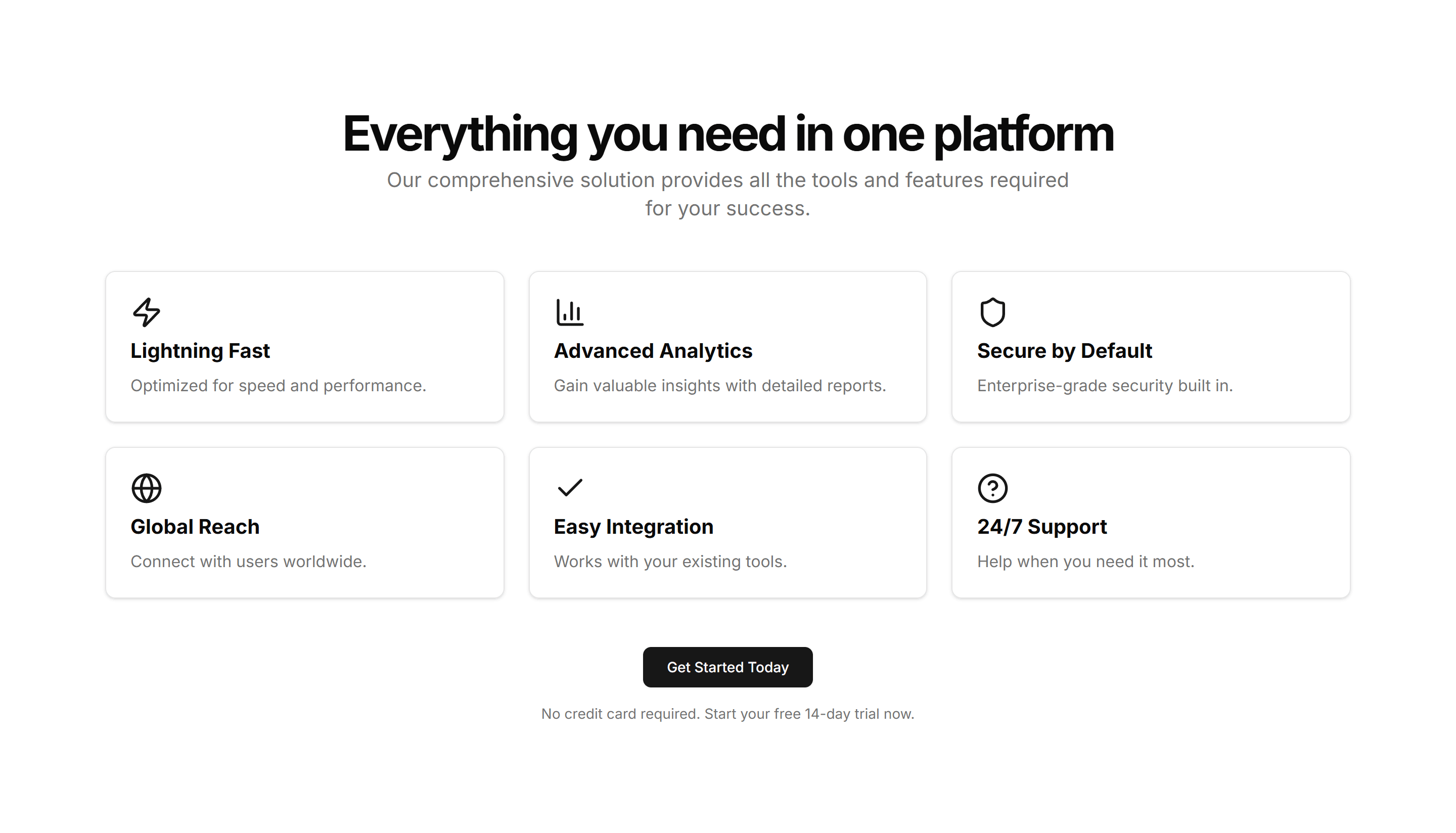 Marketing (Legacy) CTA Section: Feature Grid