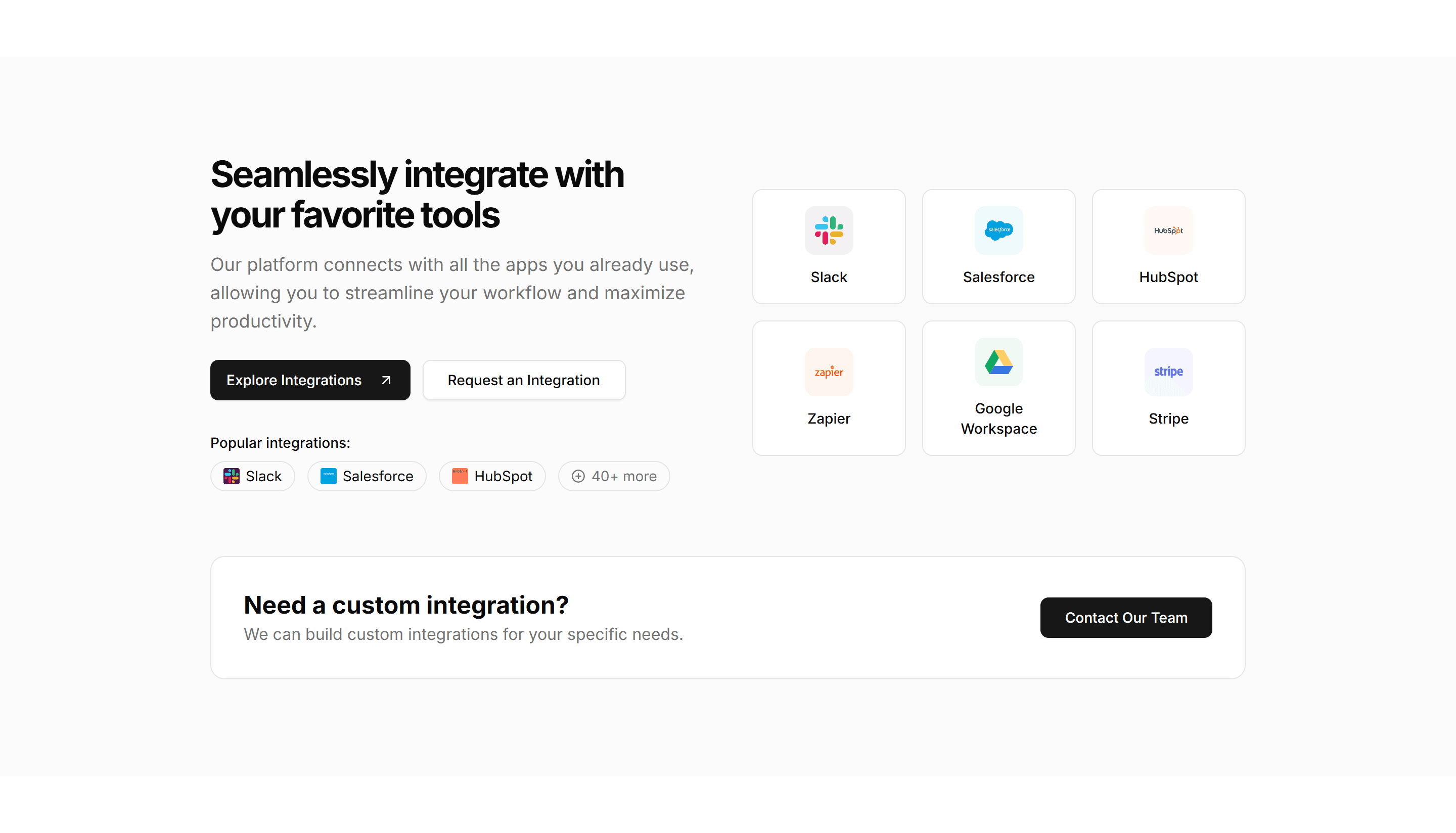 Marketing (Legacy) CTA Section: Integrations CTA