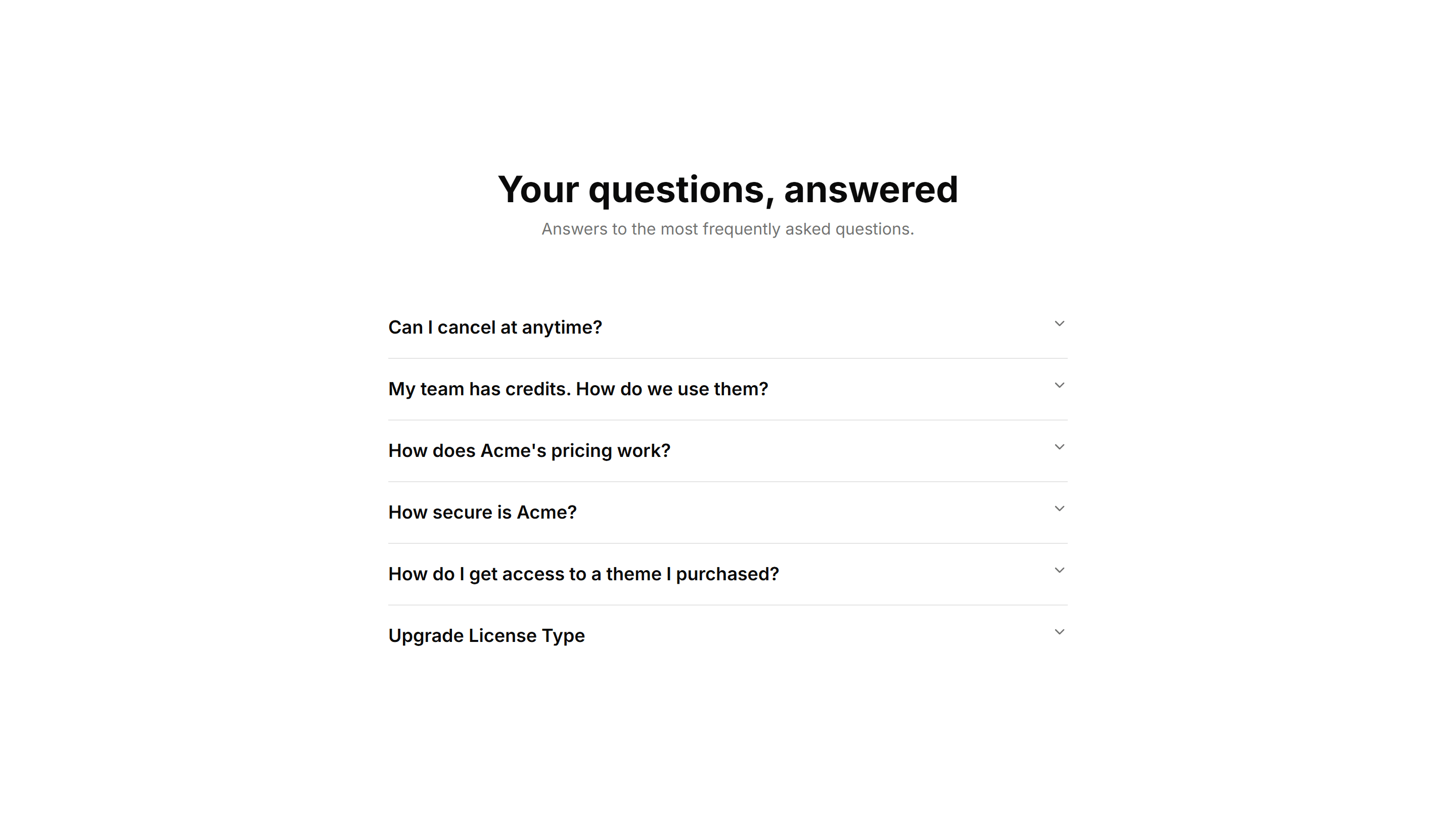 Marketing (Legacy) FAQ Section: Center Aligned