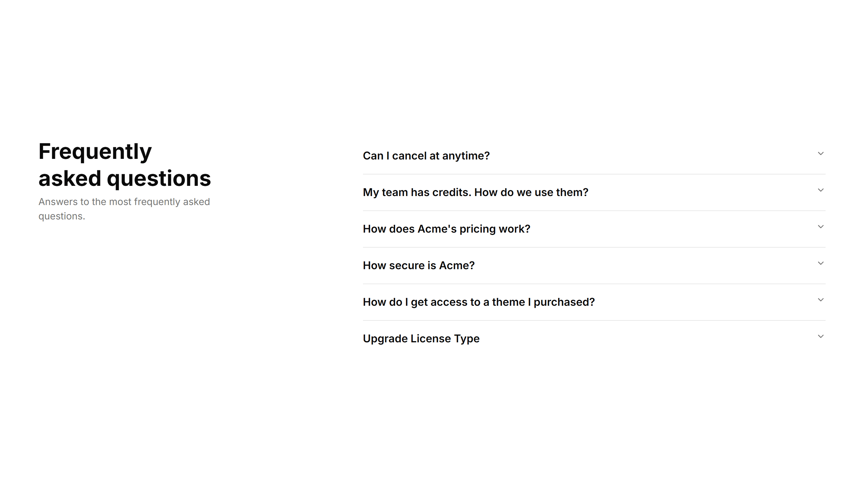 Marketing (Legacy) FAQ Section: Right Aligned