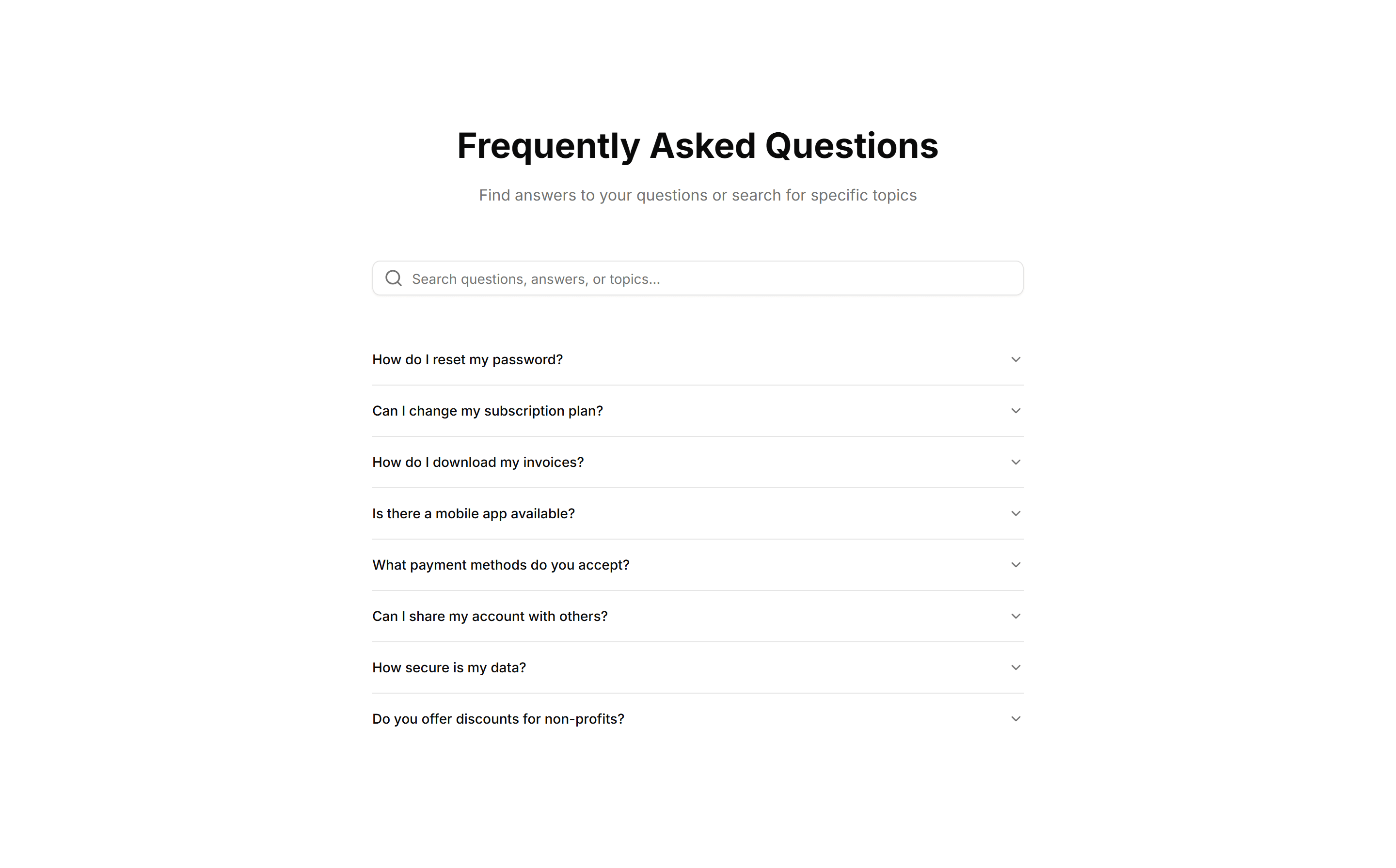 Marketing (Legacy) FAQ Section: Search Filter
