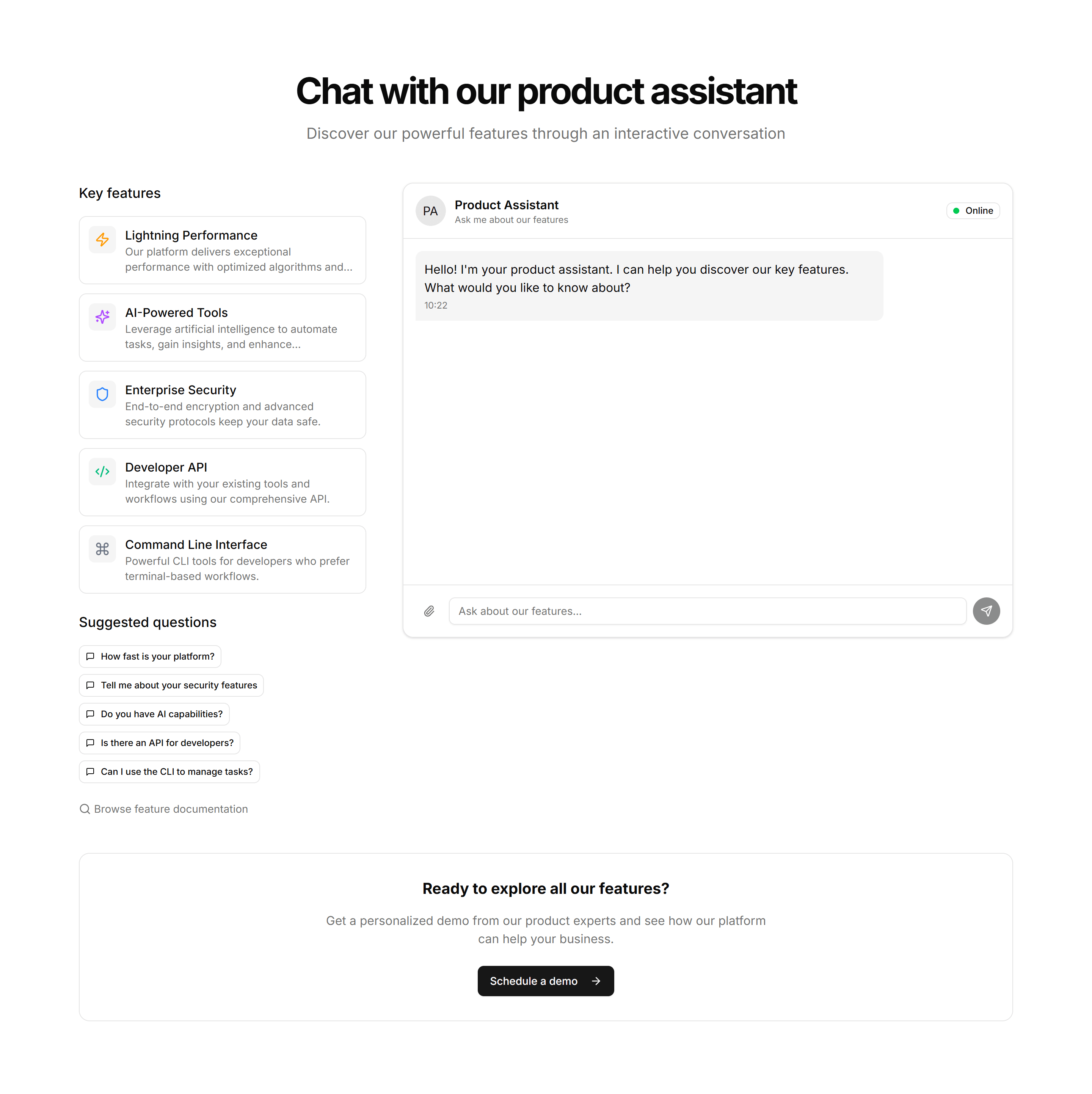 Marketing (Legacy) Feature Section: Feature Chat