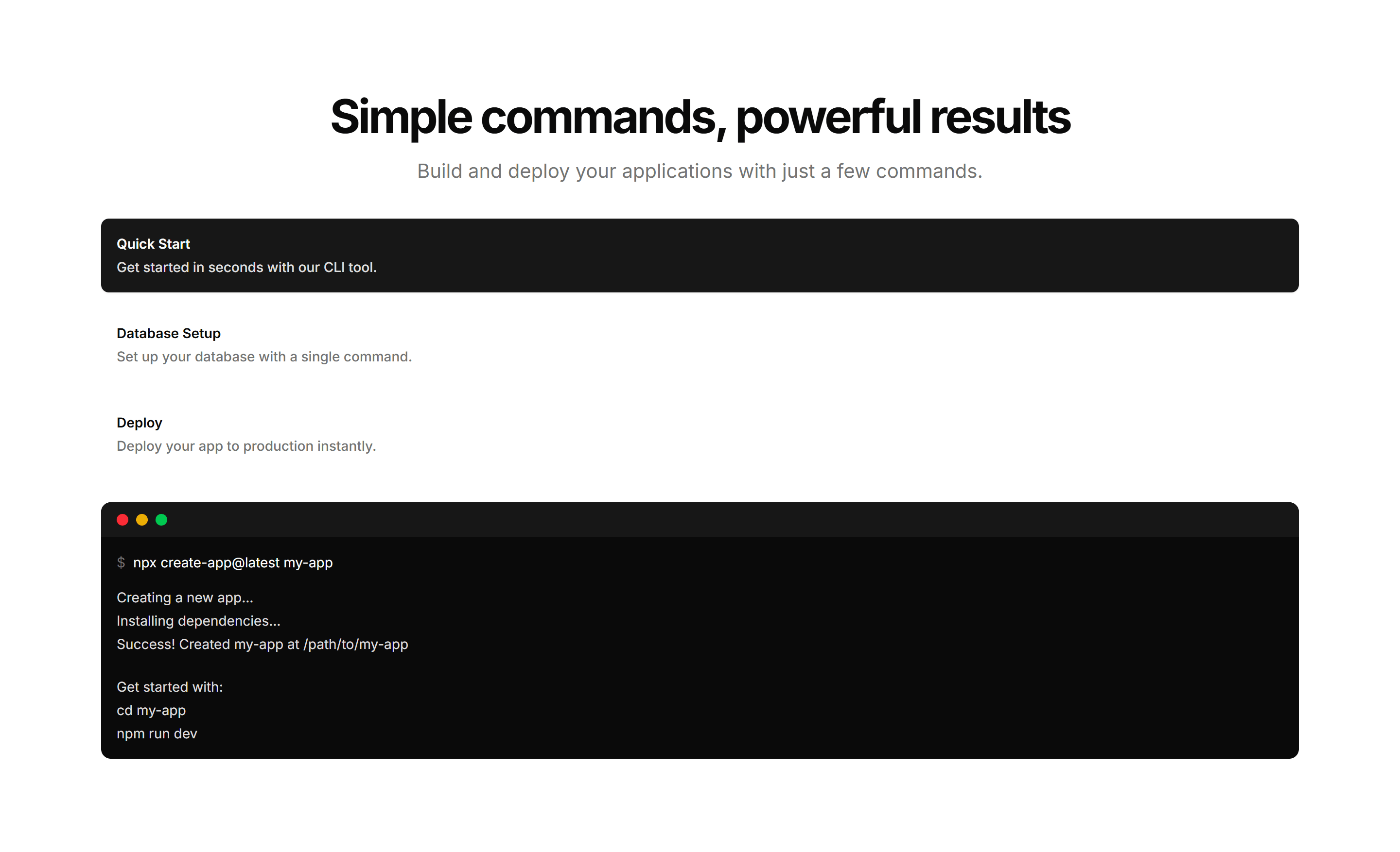 Marketing (Legacy) Feature Section: Terminal