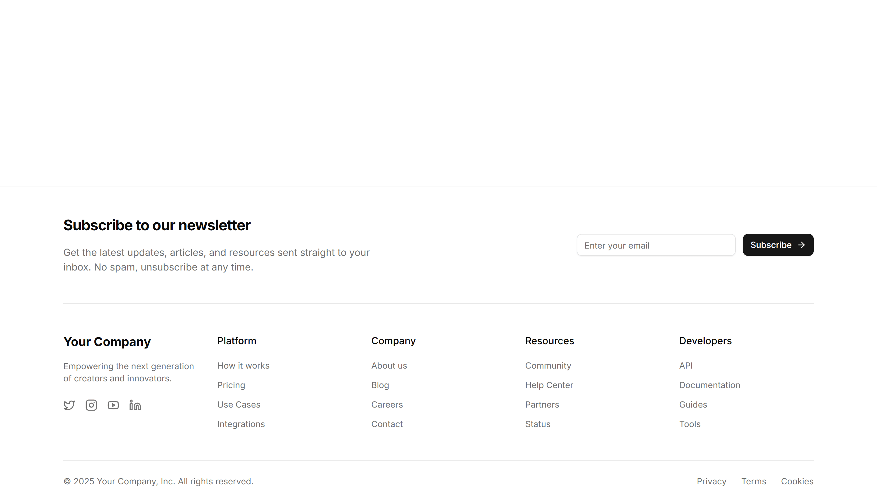 Marketing (Legacy) Footer: Subscribe
