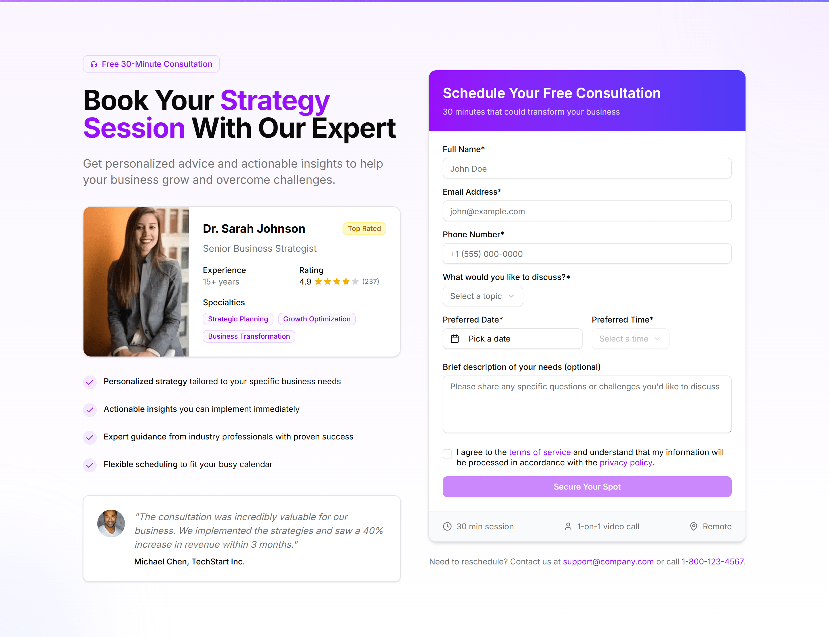 Marketing (Legacy) Hero Form: Booking Form