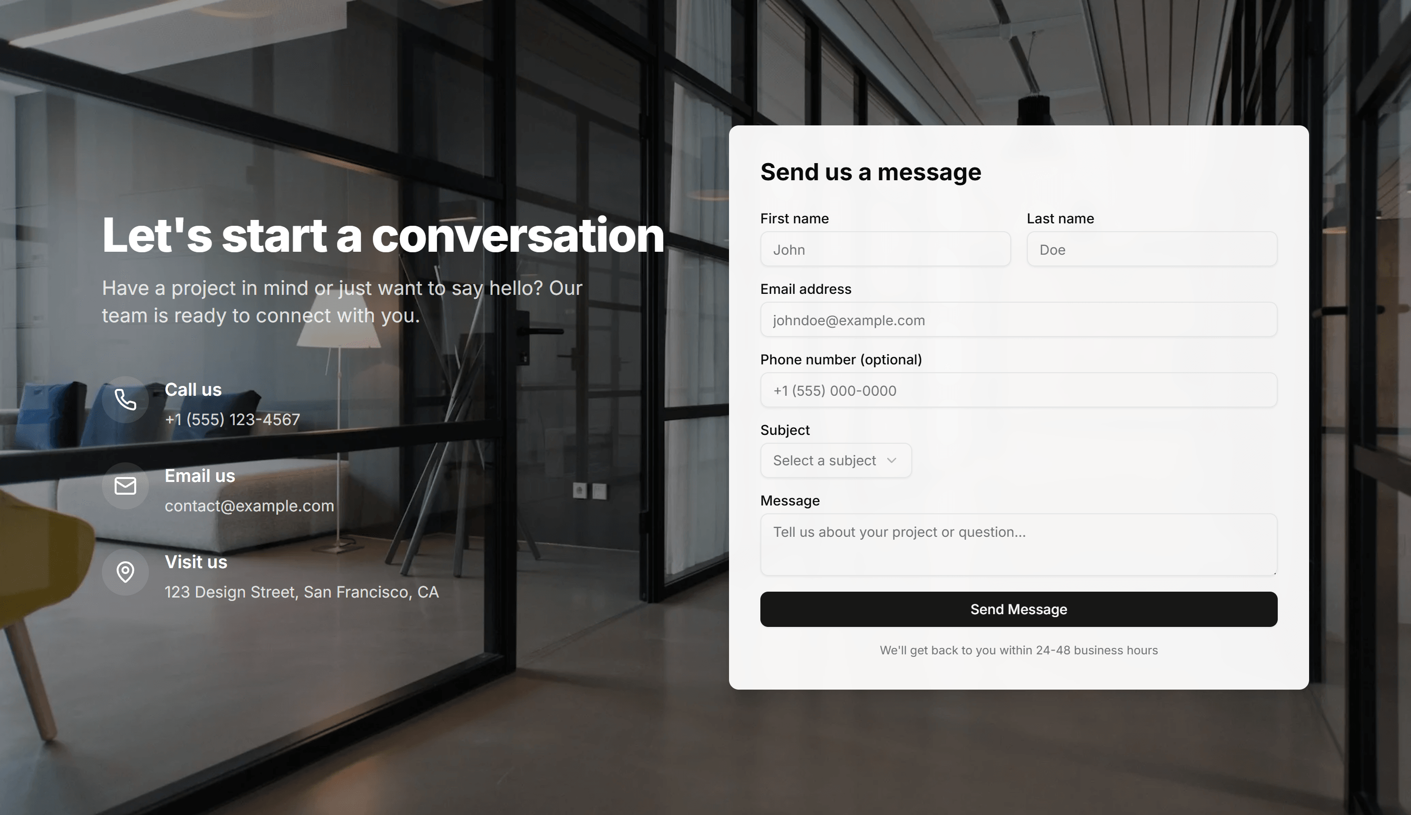 Marketing (Legacy) Hero Form: Contact Form With Background