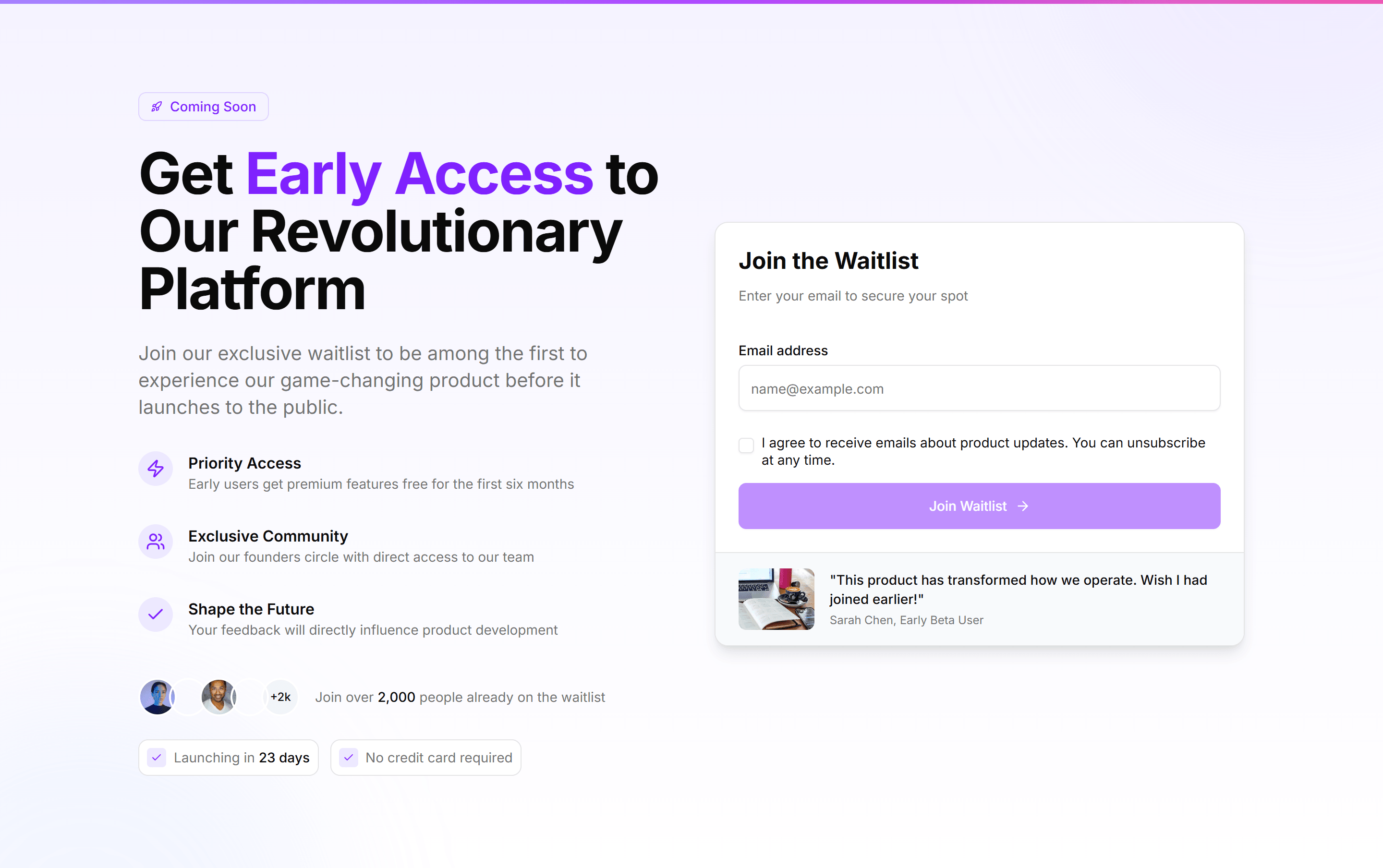 Marketing (Legacy) Hero Form: Early Access Form