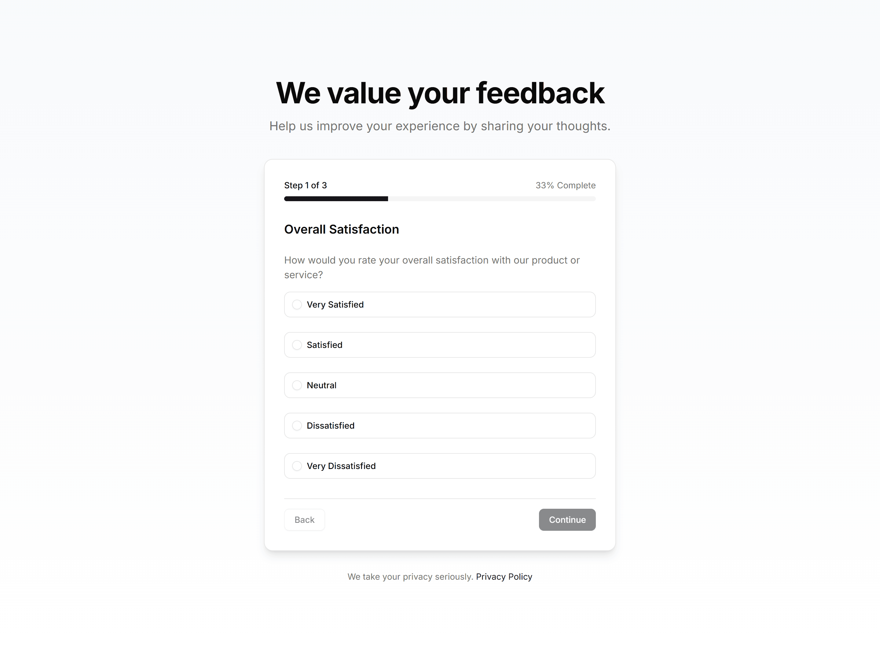 Marketing (Legacy) Hero Form: Feedback Survey Form