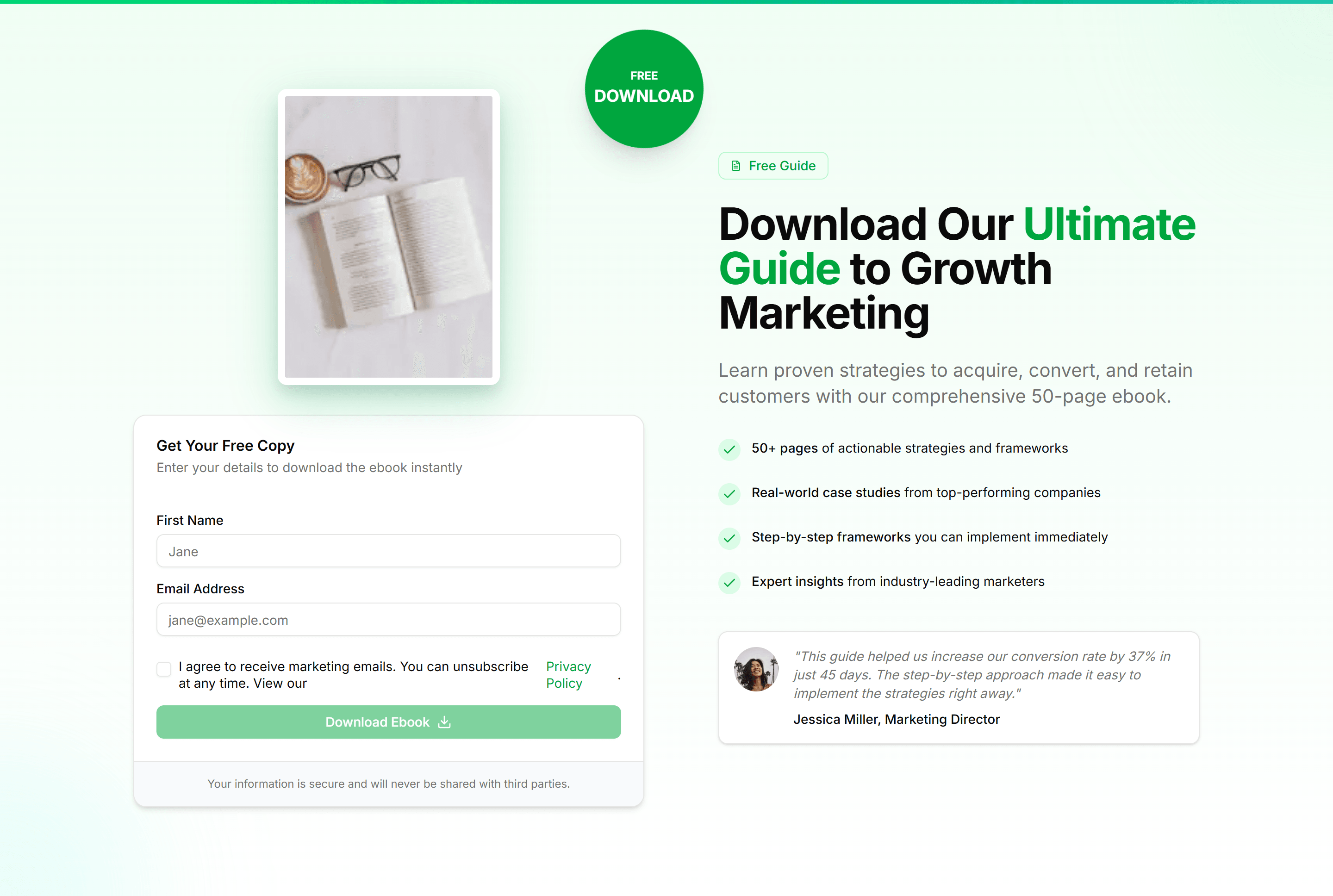 Marketing (Legacy) Hero Form: Free Ebook Form