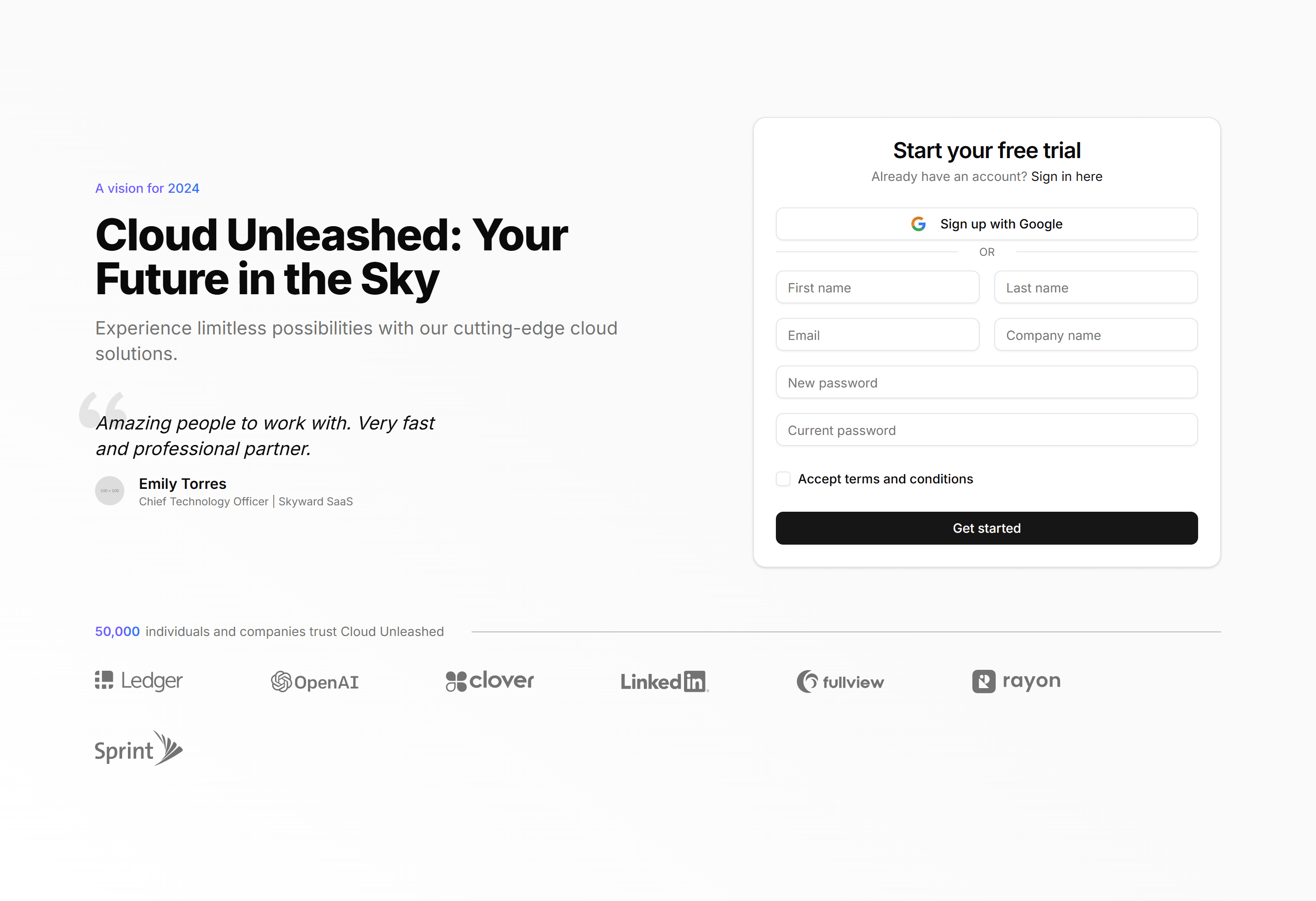 Marketing (Legacy) Hero Form: Sign Up Form