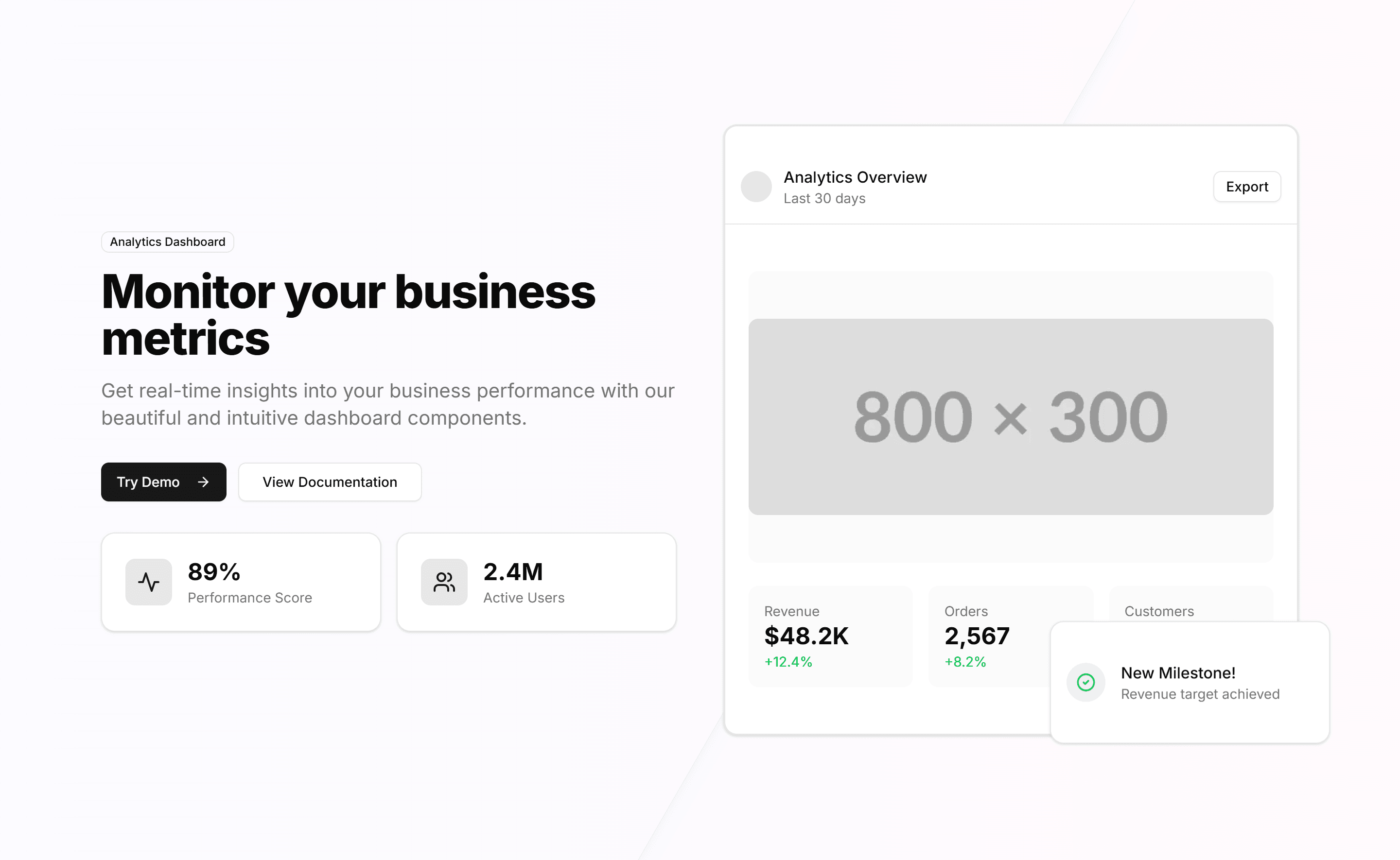 Marketing (Legacy) Hero Section: With Dashboard