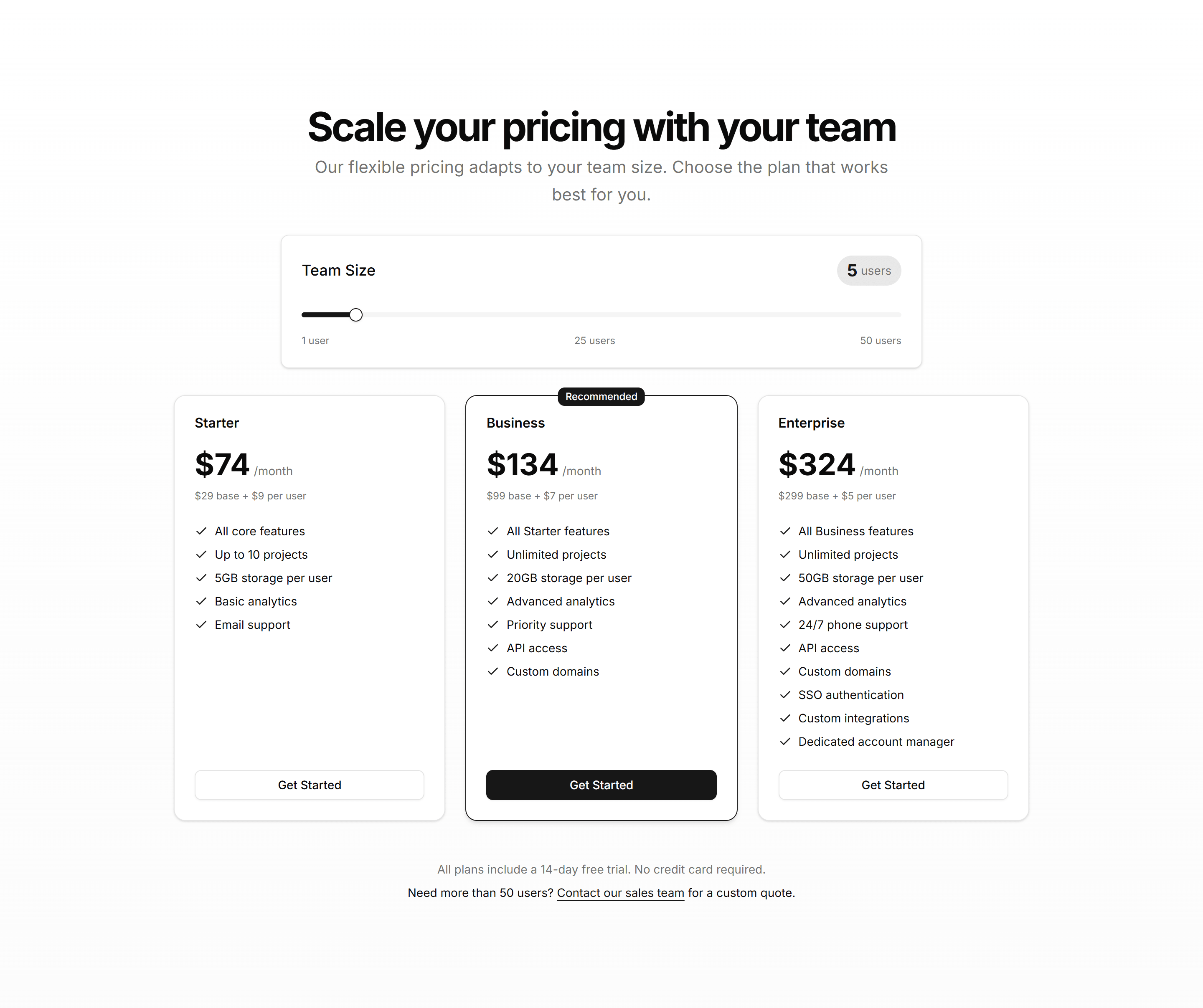 Marketing (Legacy) Pricing Section: Interactive