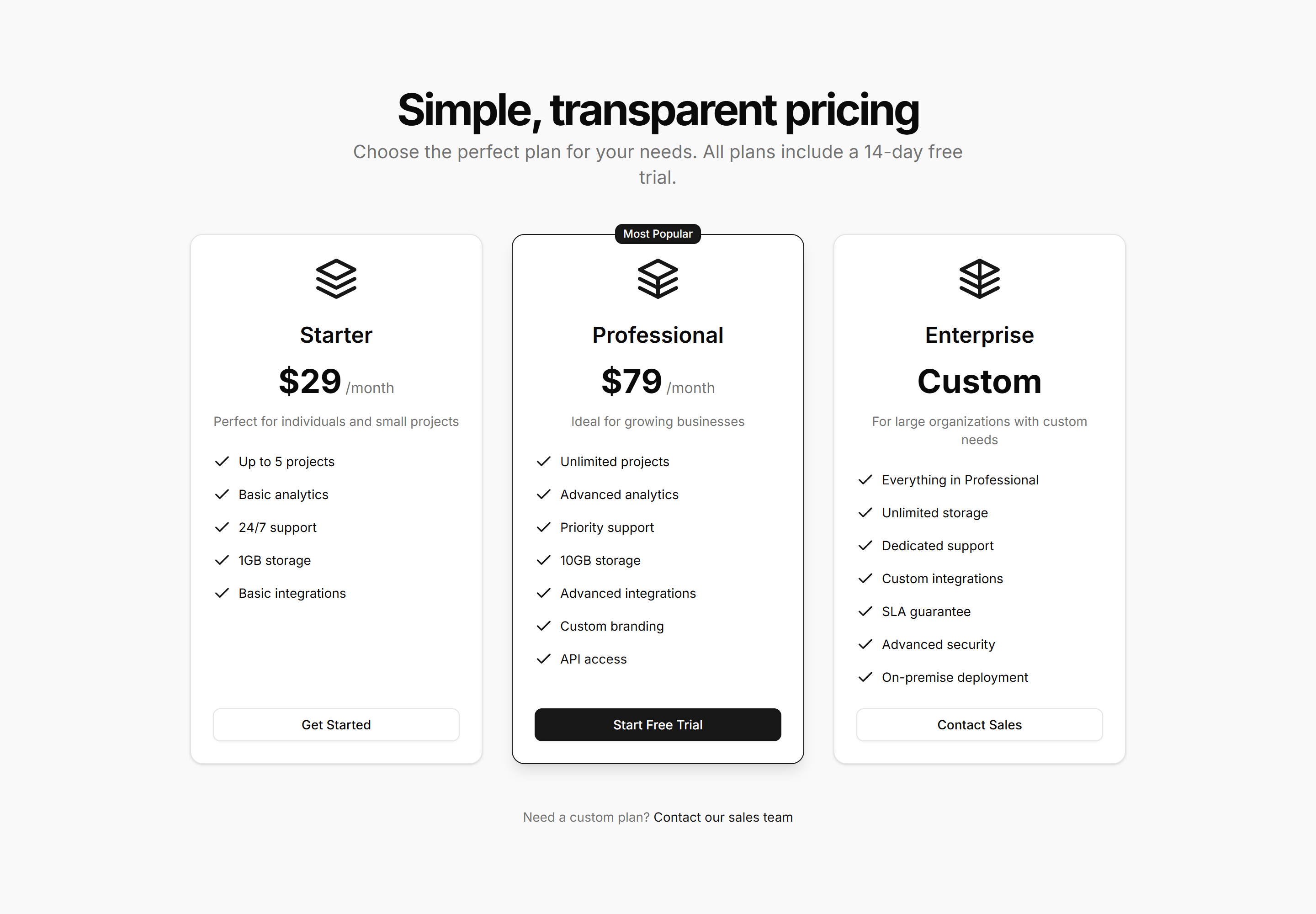 Marketing (Legacy) Pricing Section: Modern