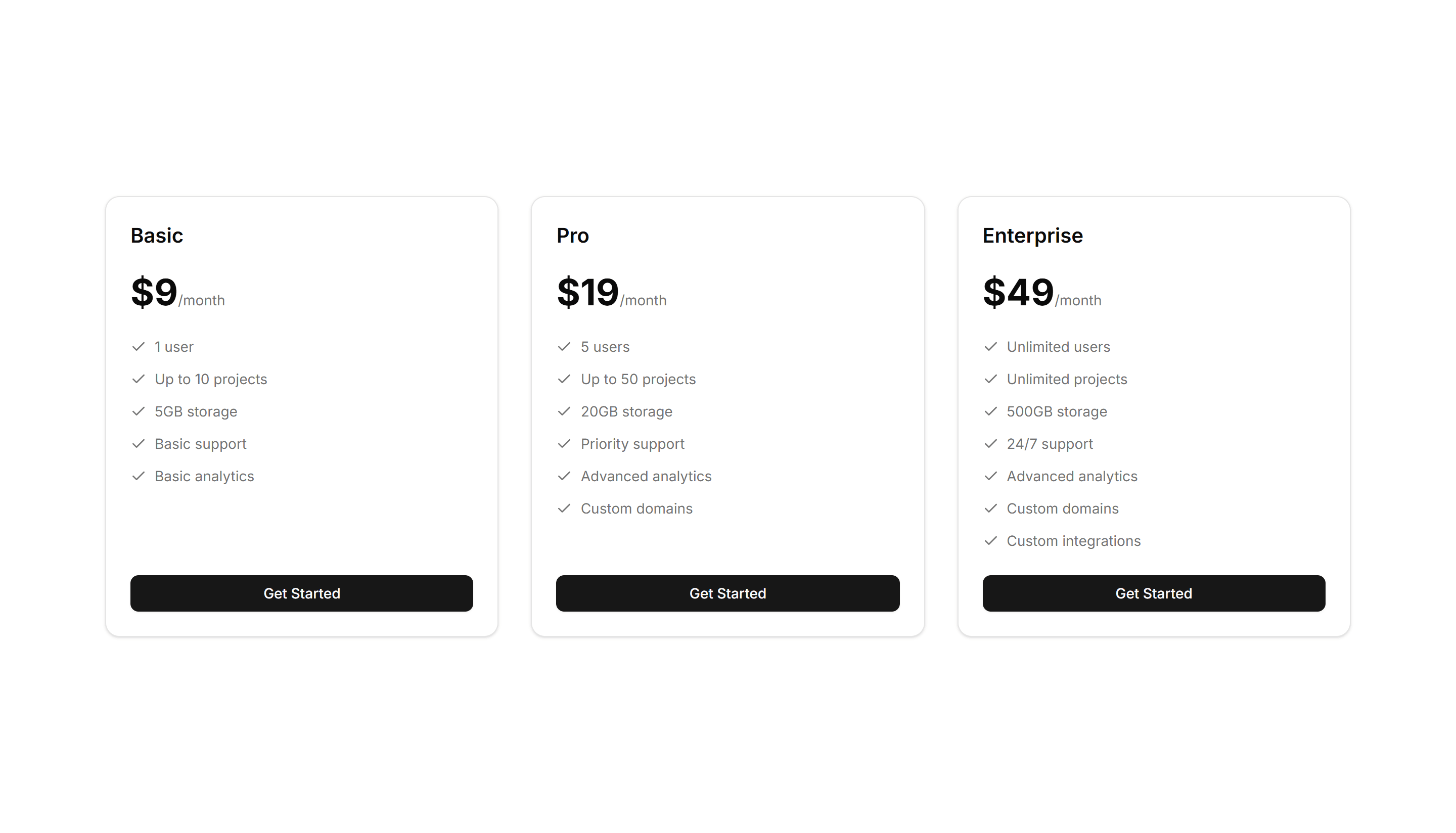 Marketing (Legacy) Pricing Section: Simple