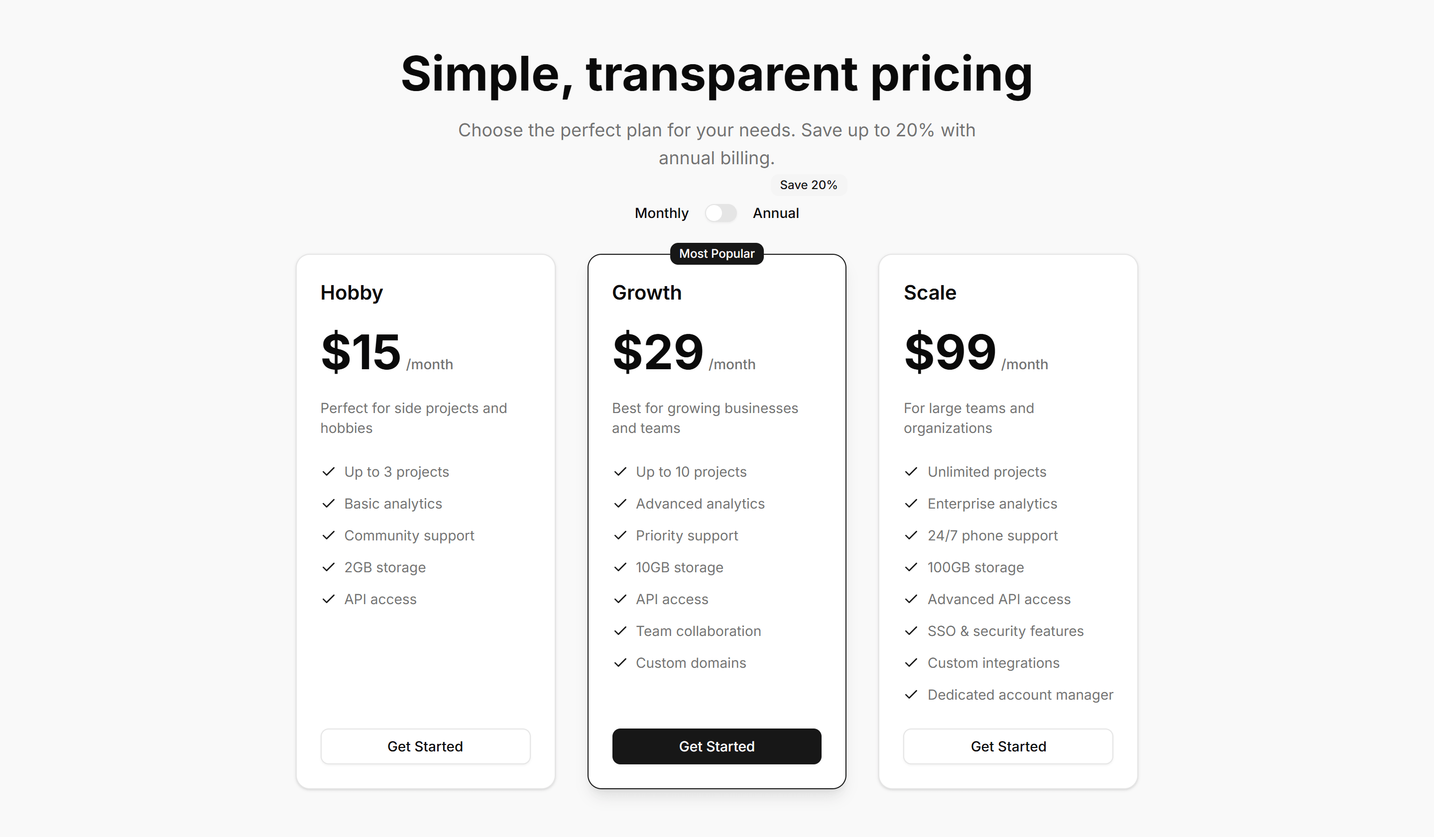 Marketing (Legacy) Pricing Section: Toggle