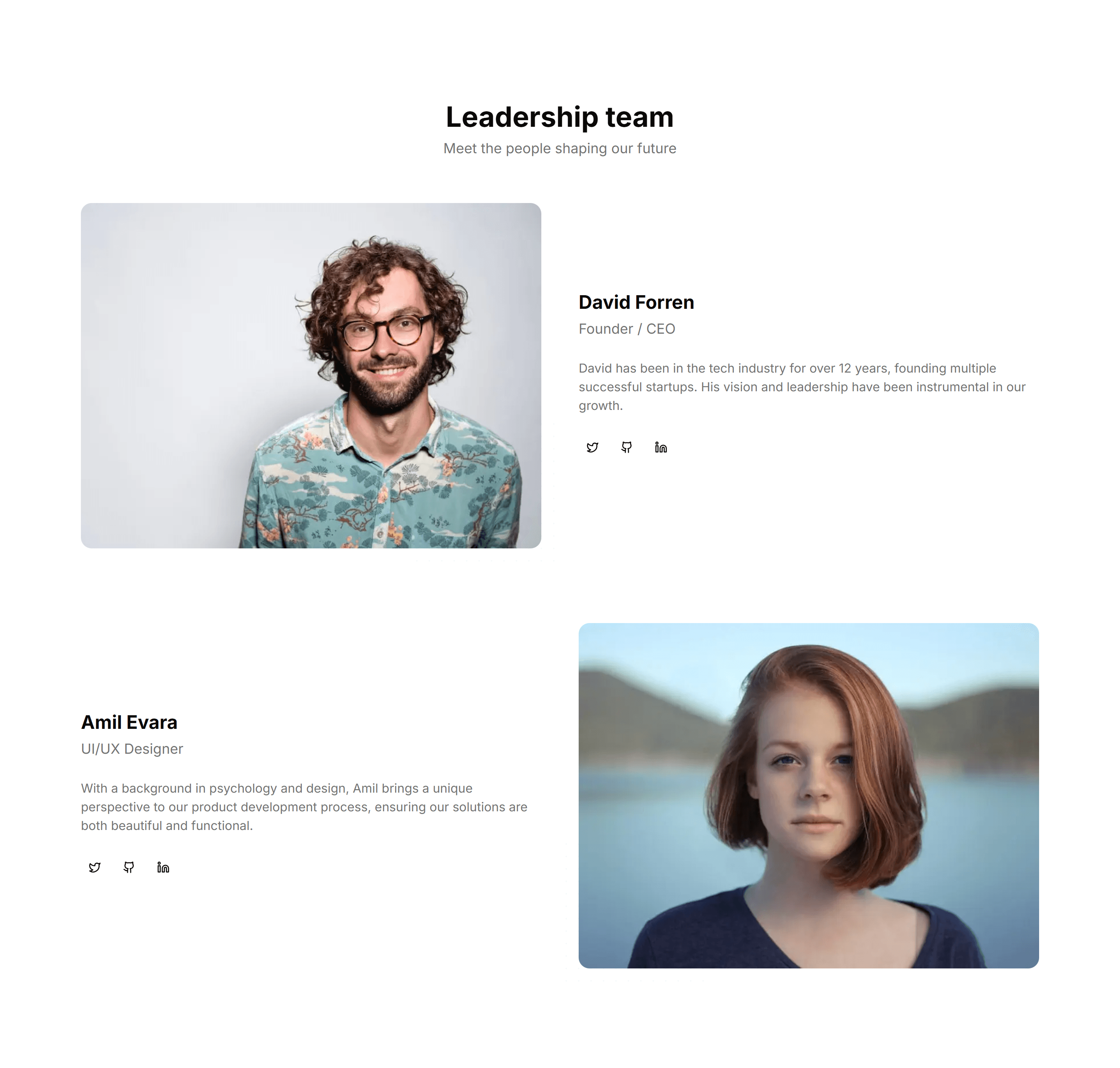 Marketing (Legacy) Team Section: Alternating Sections