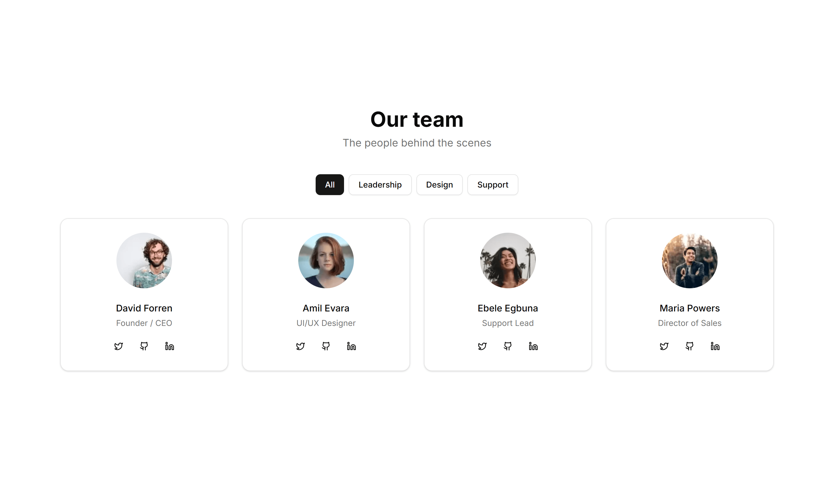 Marketing (Legacy) Team Section: With Filters