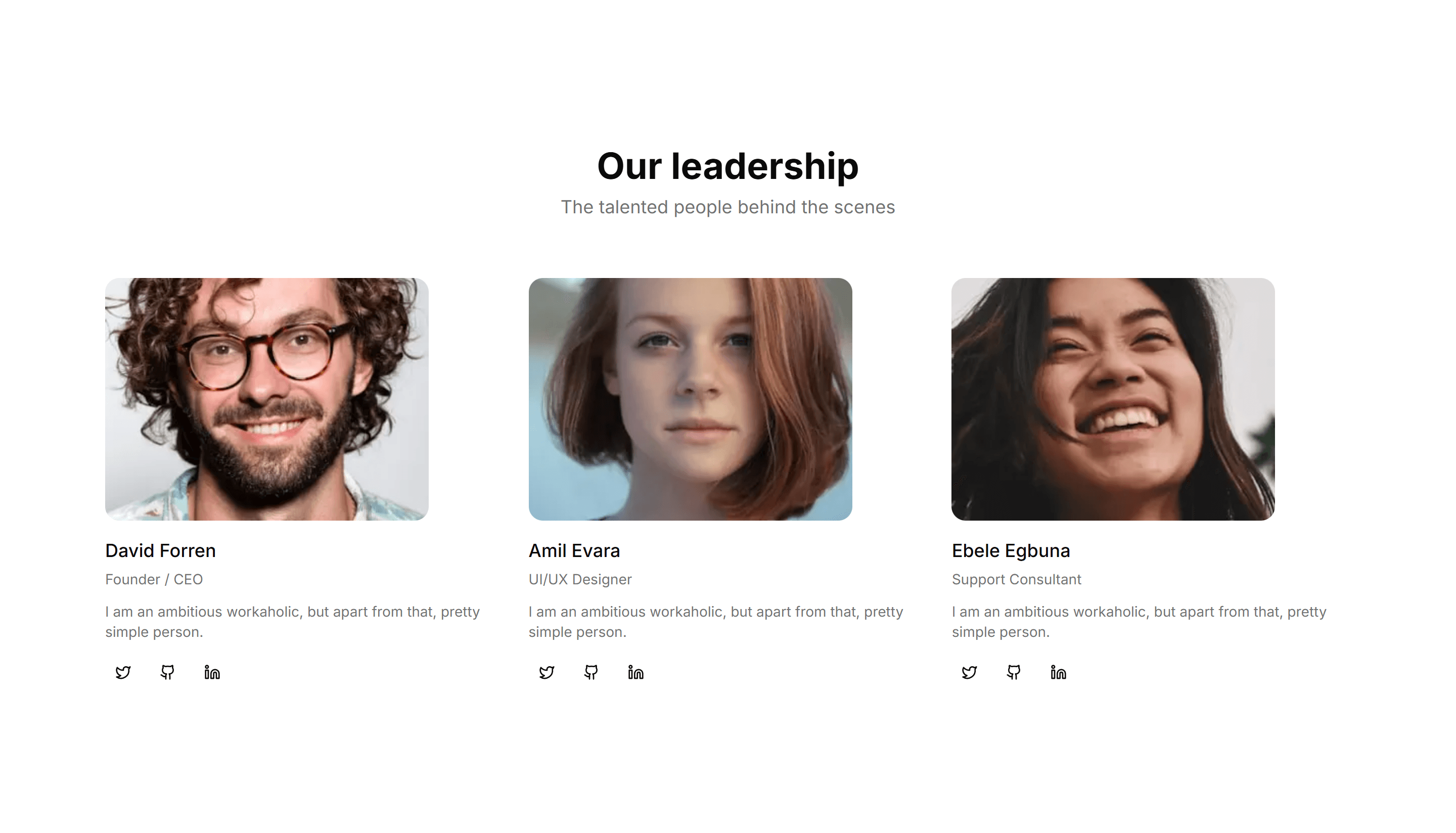 Marketing (Legacy) Team Section: With Large Images
