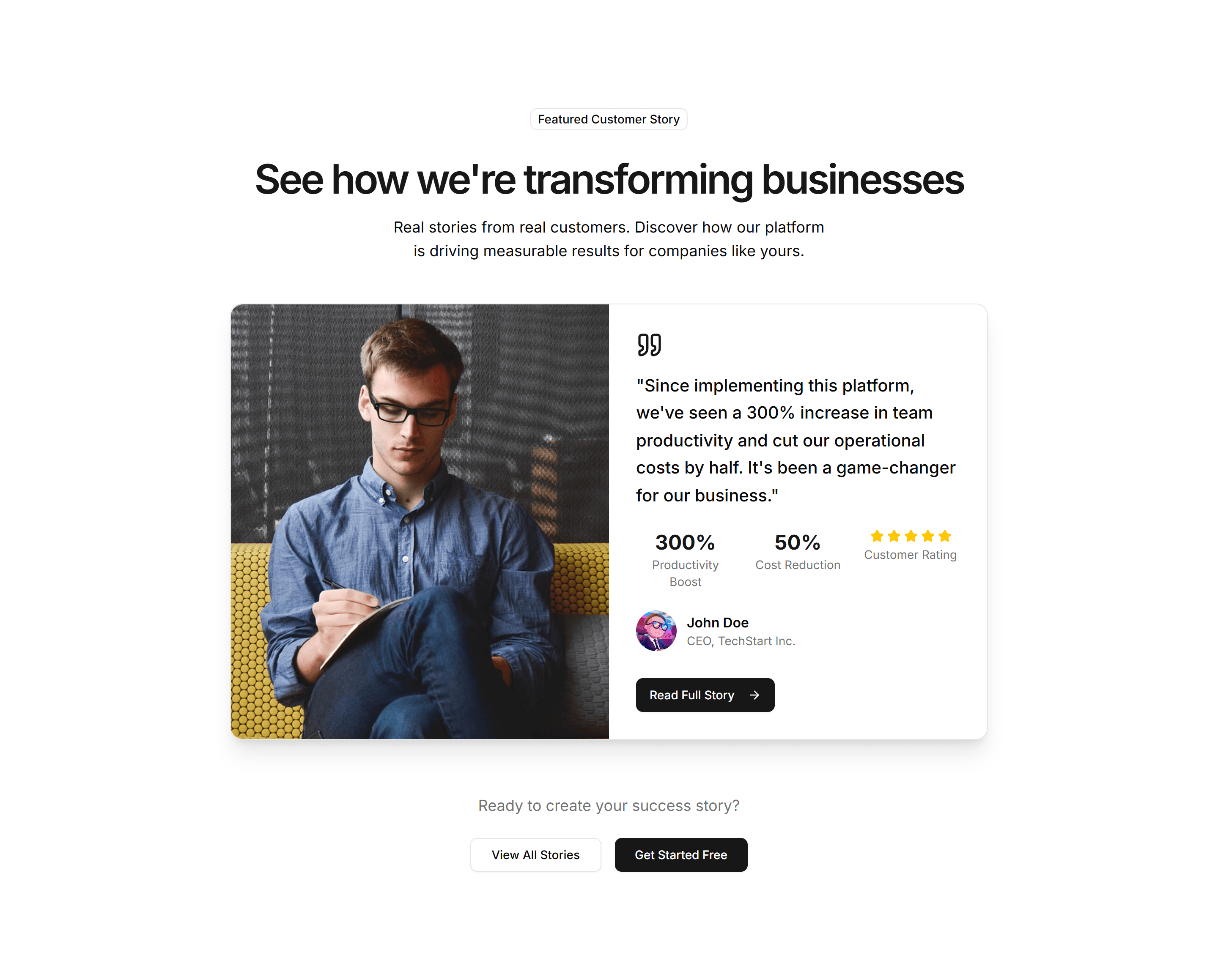 Marketing (Legacy) Testimonial: Customer Story Showcase