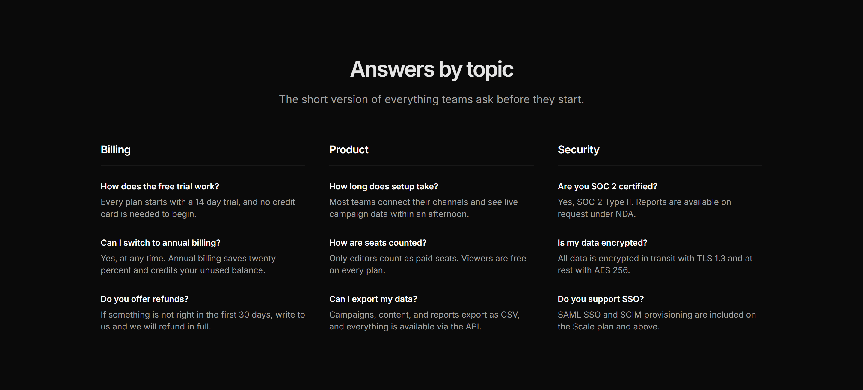 Marketing Pro FAQ: Category Columns