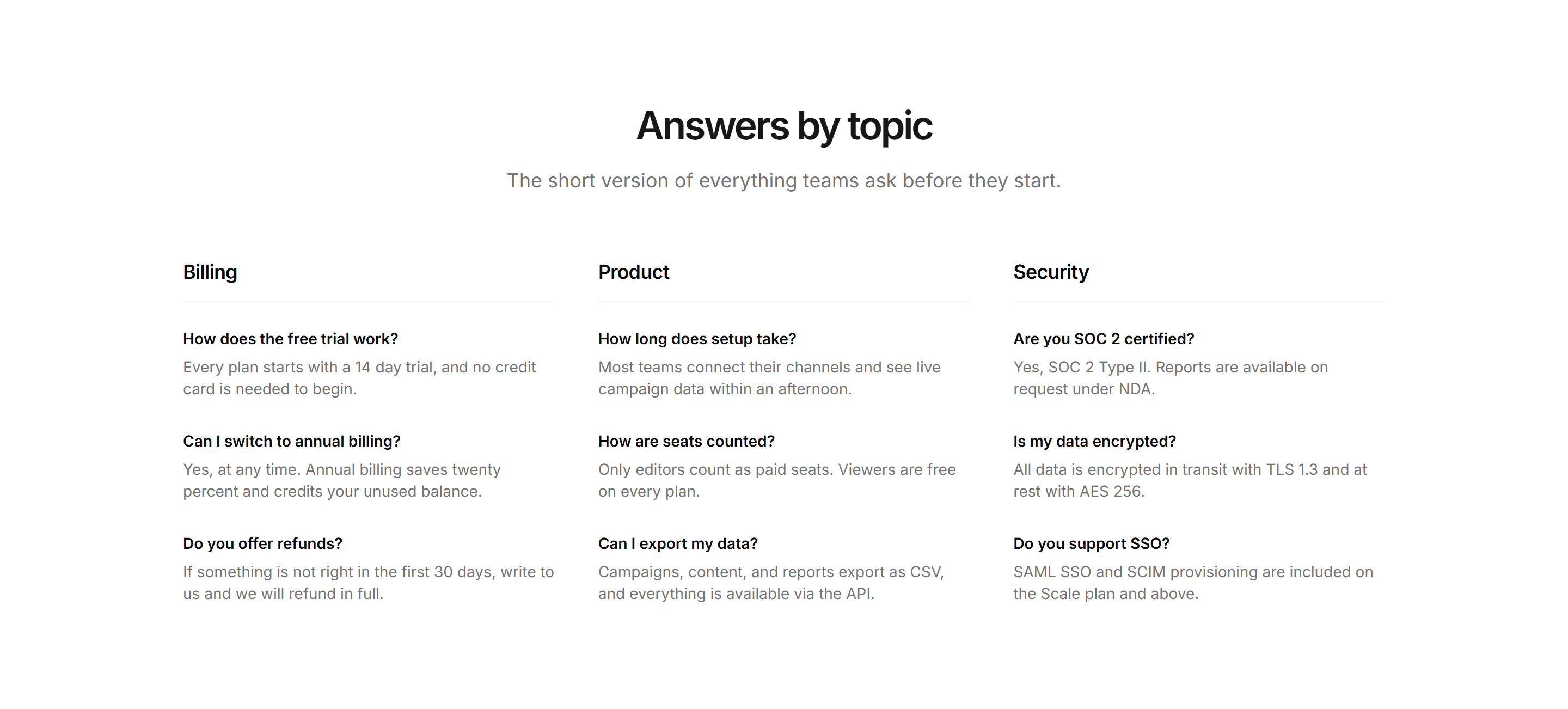 Marketing Pro FAQ: Category Columns