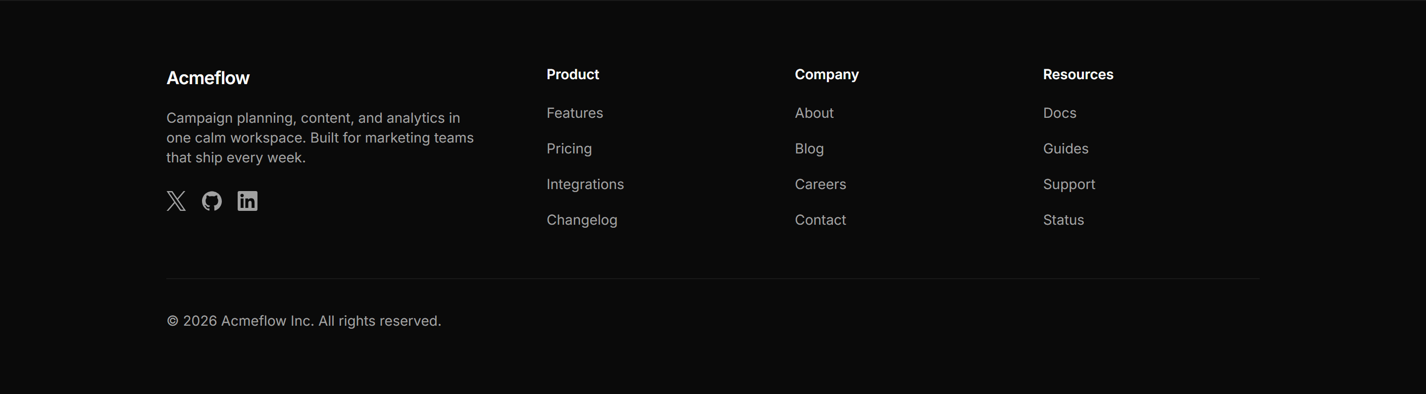 Marketing Pro Footer: Brand Blurb Columns