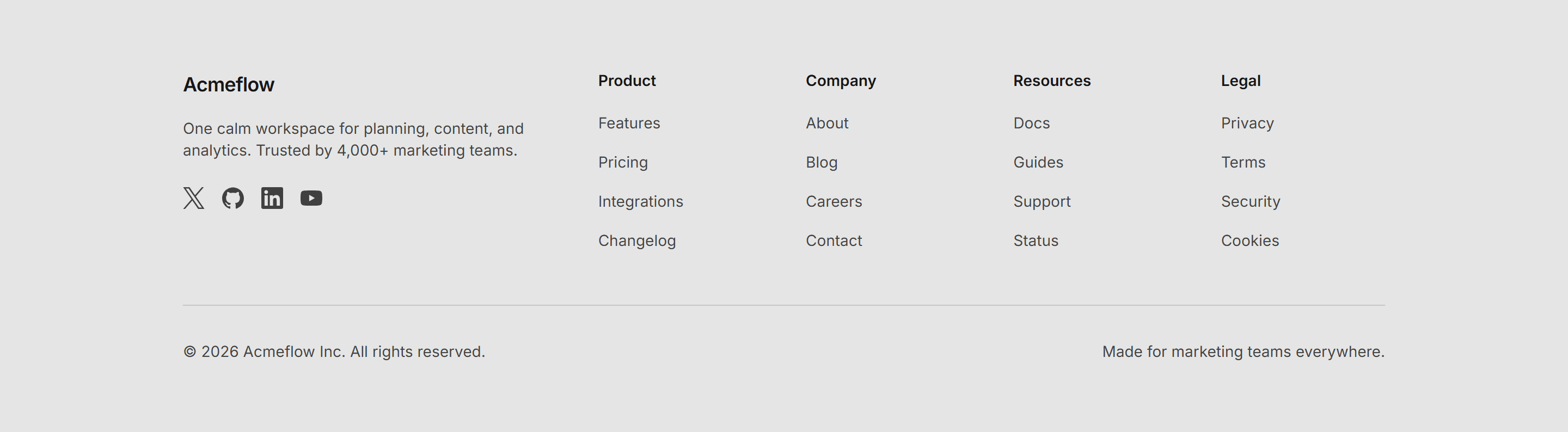 Marketing Pro Footer: Dark Solid