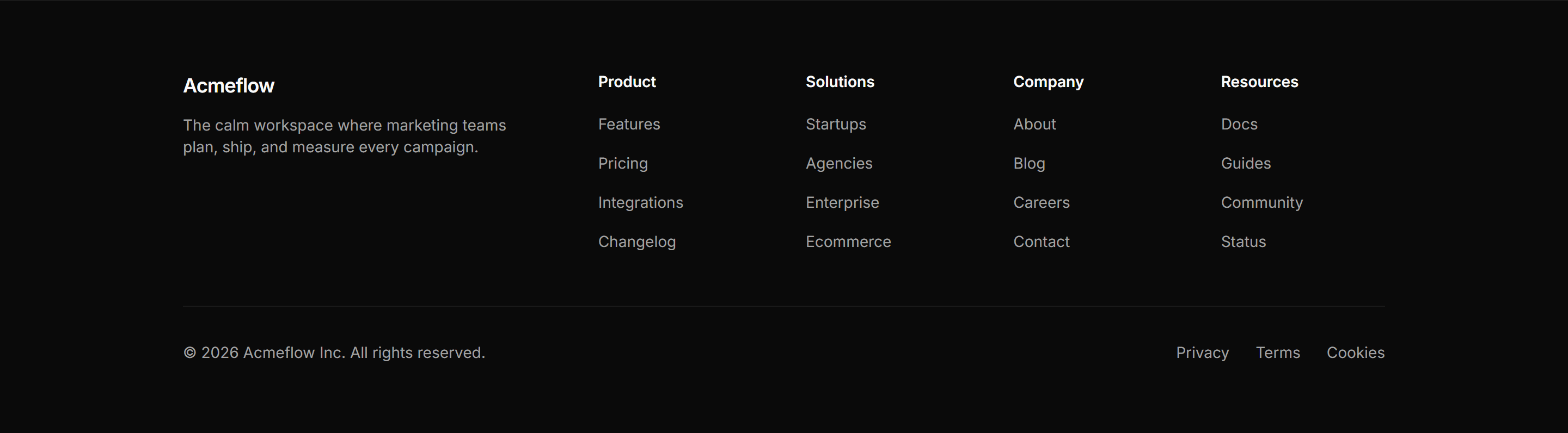Marketing Pro Footer: Five Column With Tagline