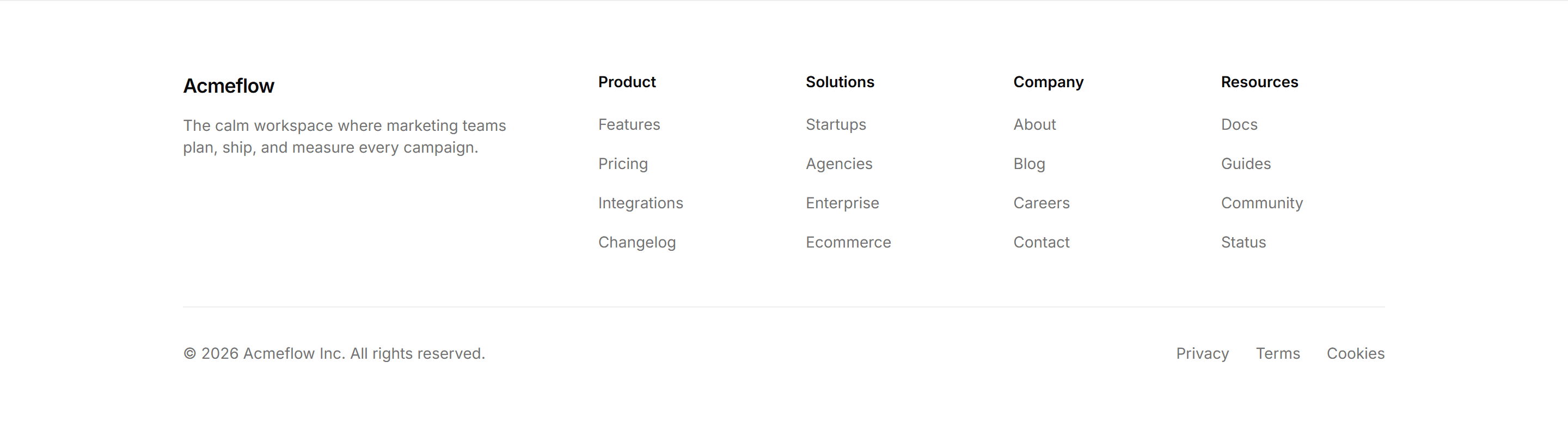 Marketing Pro Footer: Five Column With Tagline