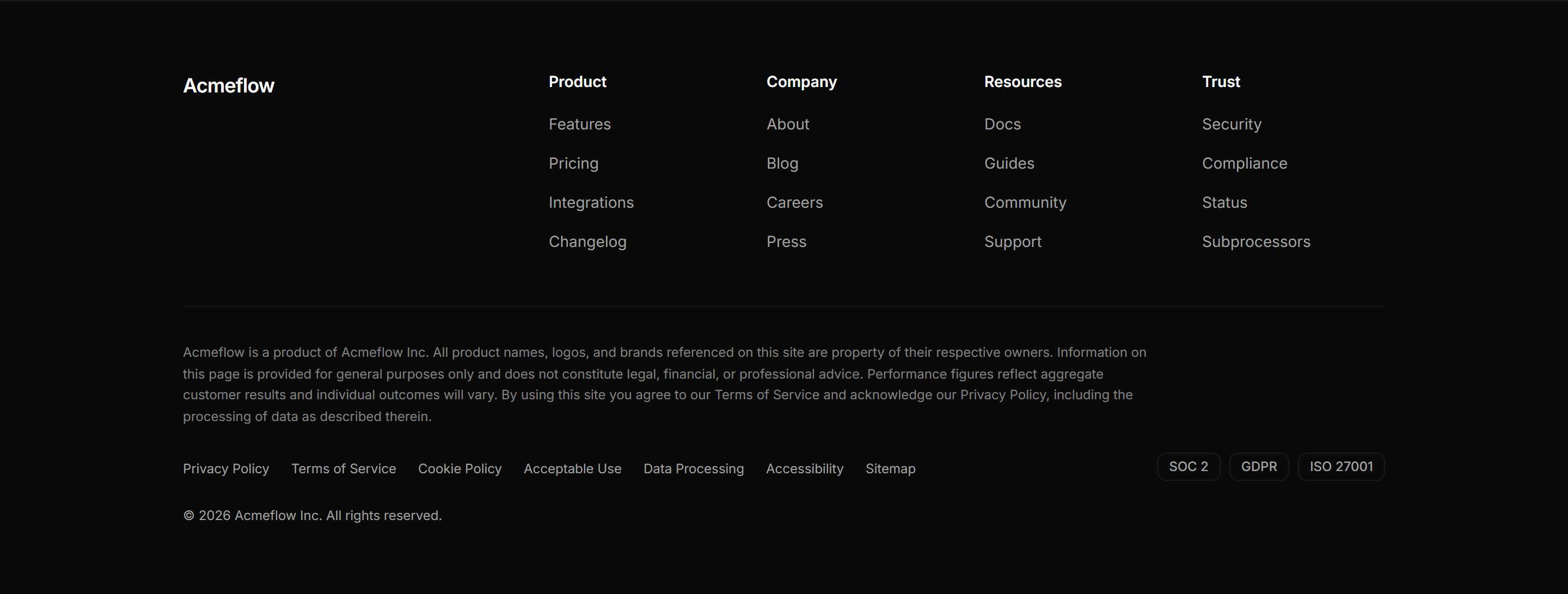 Marketing Pro Footer: Legal Heavy