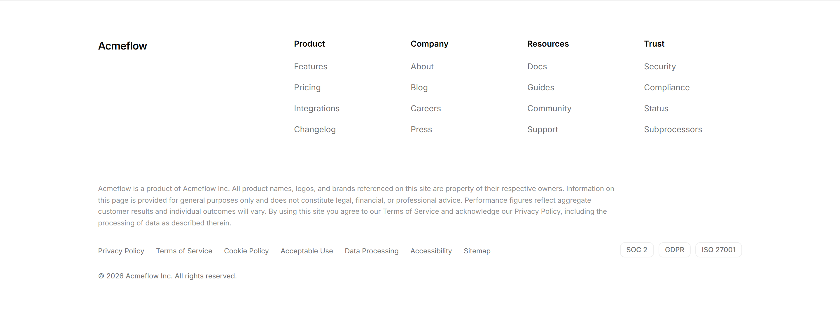 Marketing Pro Footer: Legal Heavy