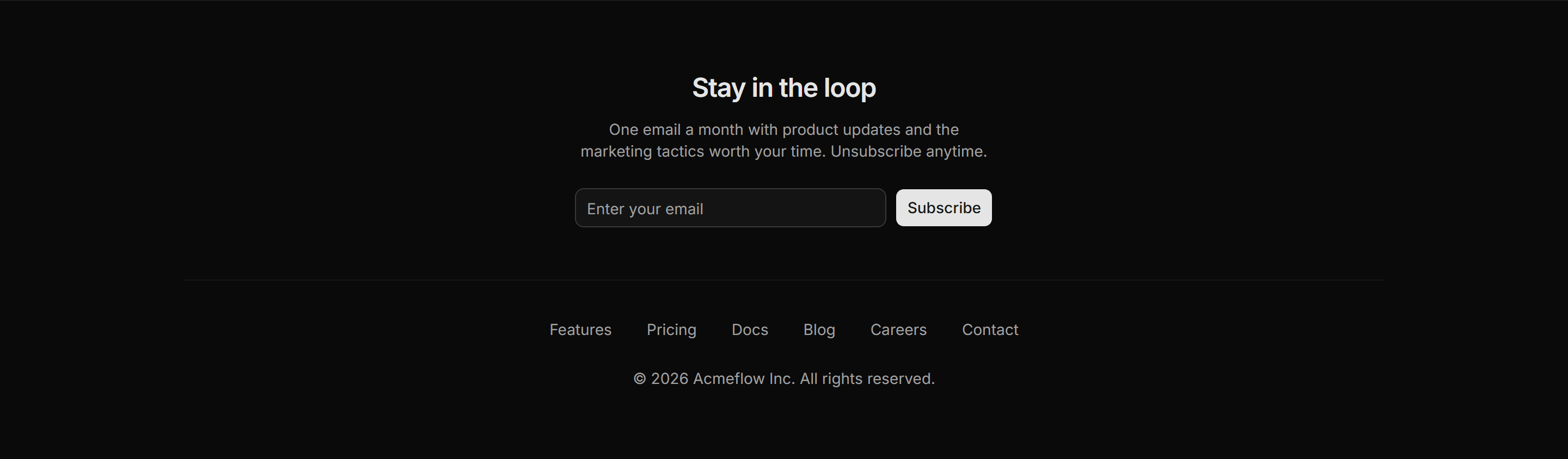Marketing Pro Footer: Newsletter Centered