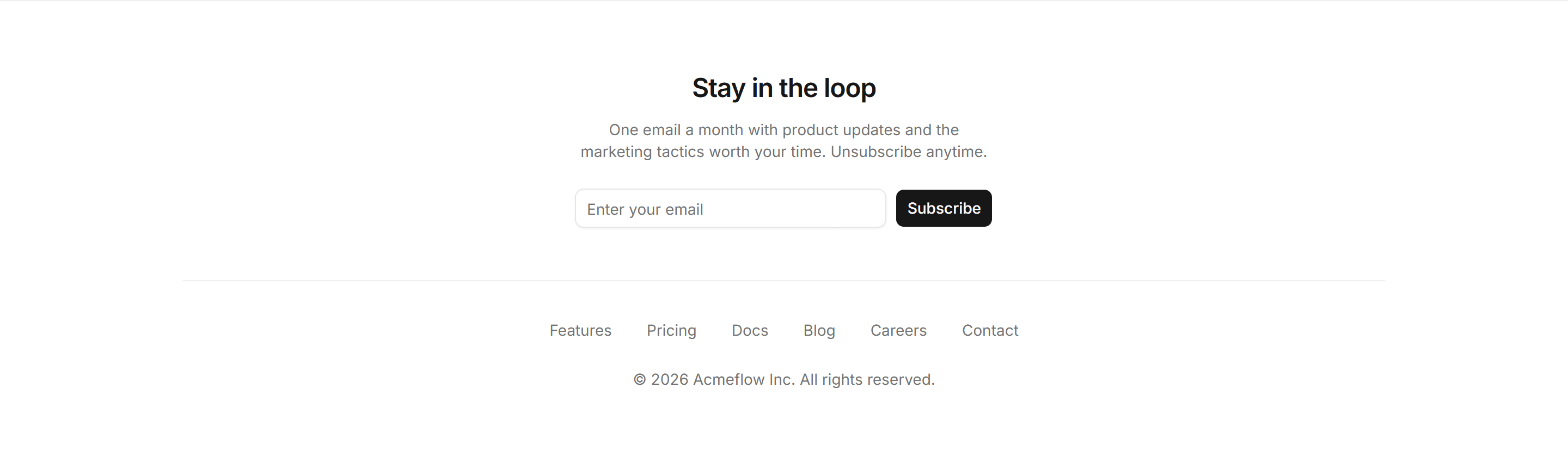 Marketing Pro Footer: Newsletter Centered