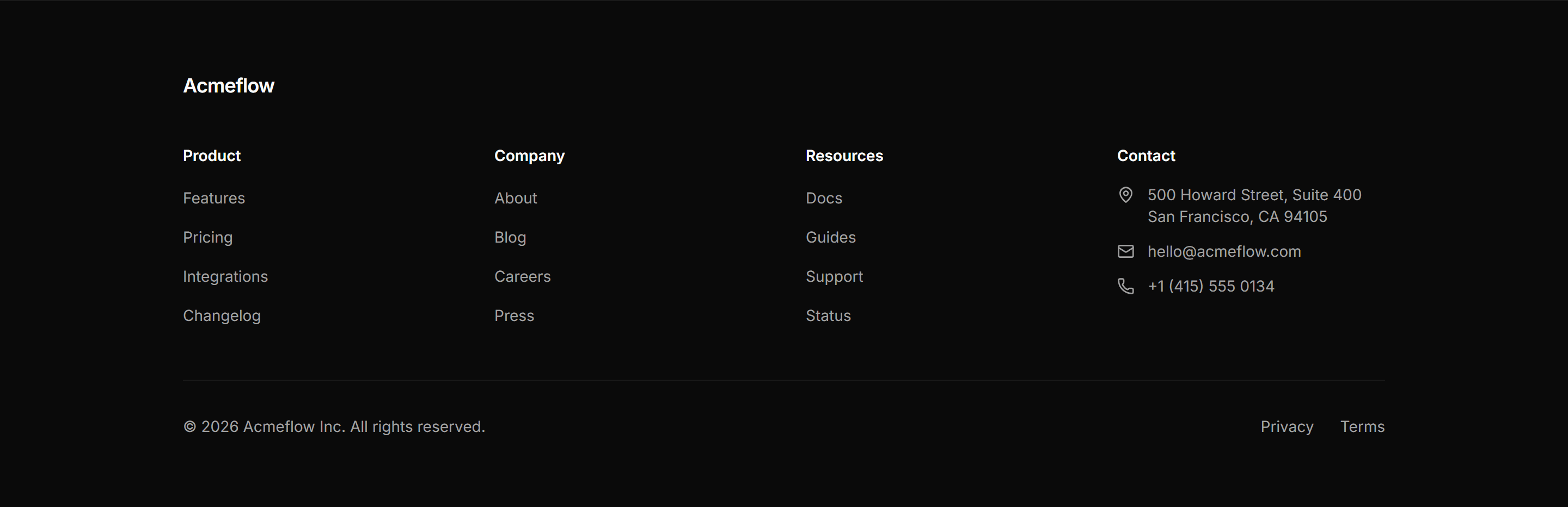 Marketing Pro Footer: With Contact Info