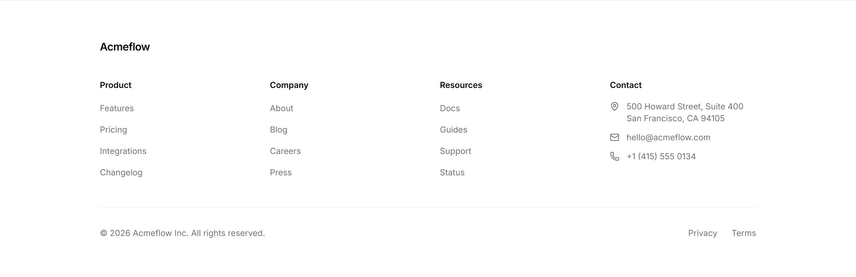 Marketing Pro Footer: With Contact Info