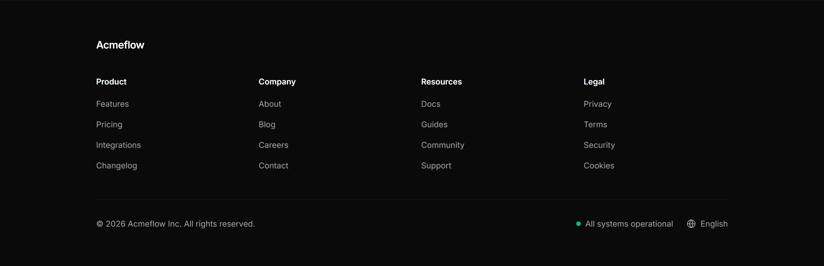 Marketing Pro Footer: With Status And Locale