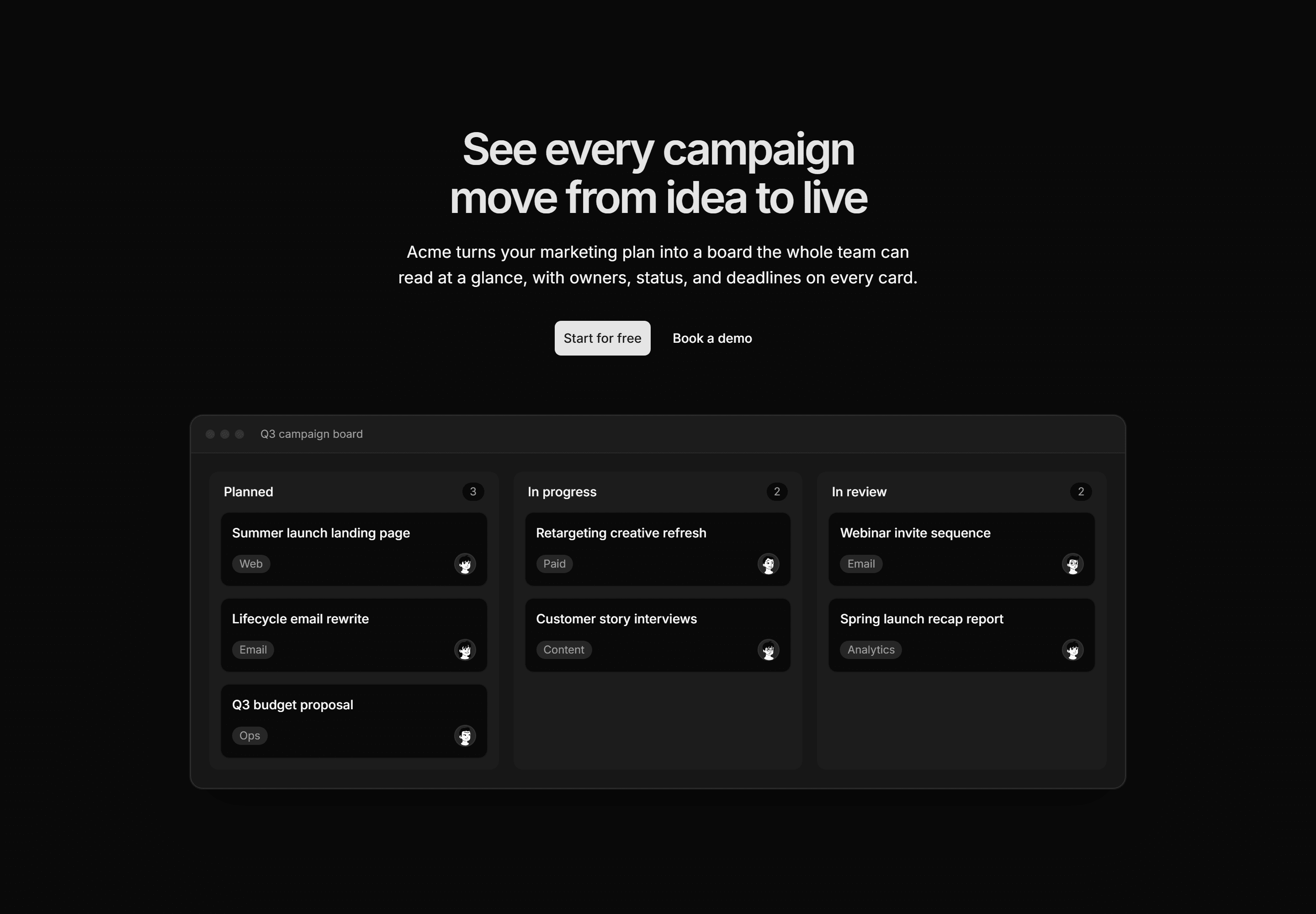 Marketing Pro Hero: With Kanban Preview
