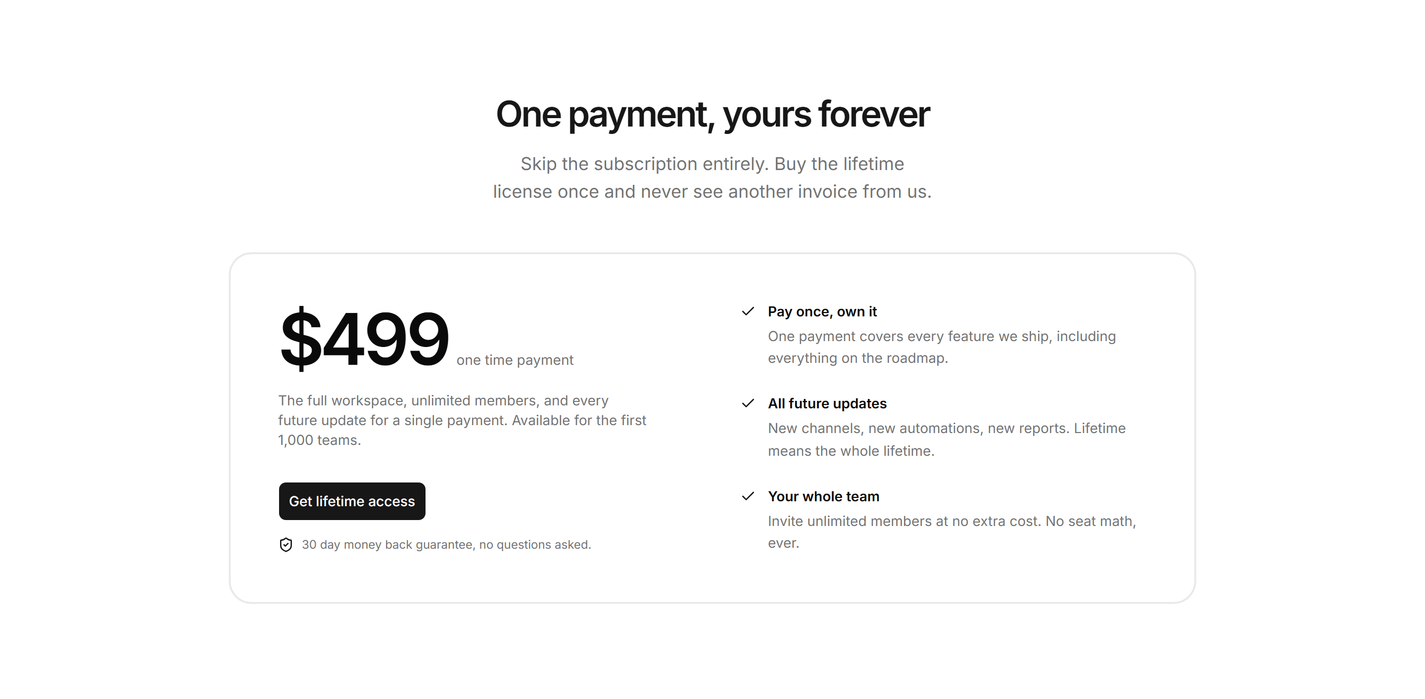 Marketing Pro Pricing: Lifetime Deal